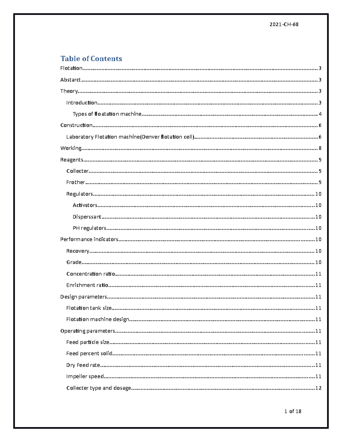 2021-CH-68ff - Lab work - Table of Contents - Studocu