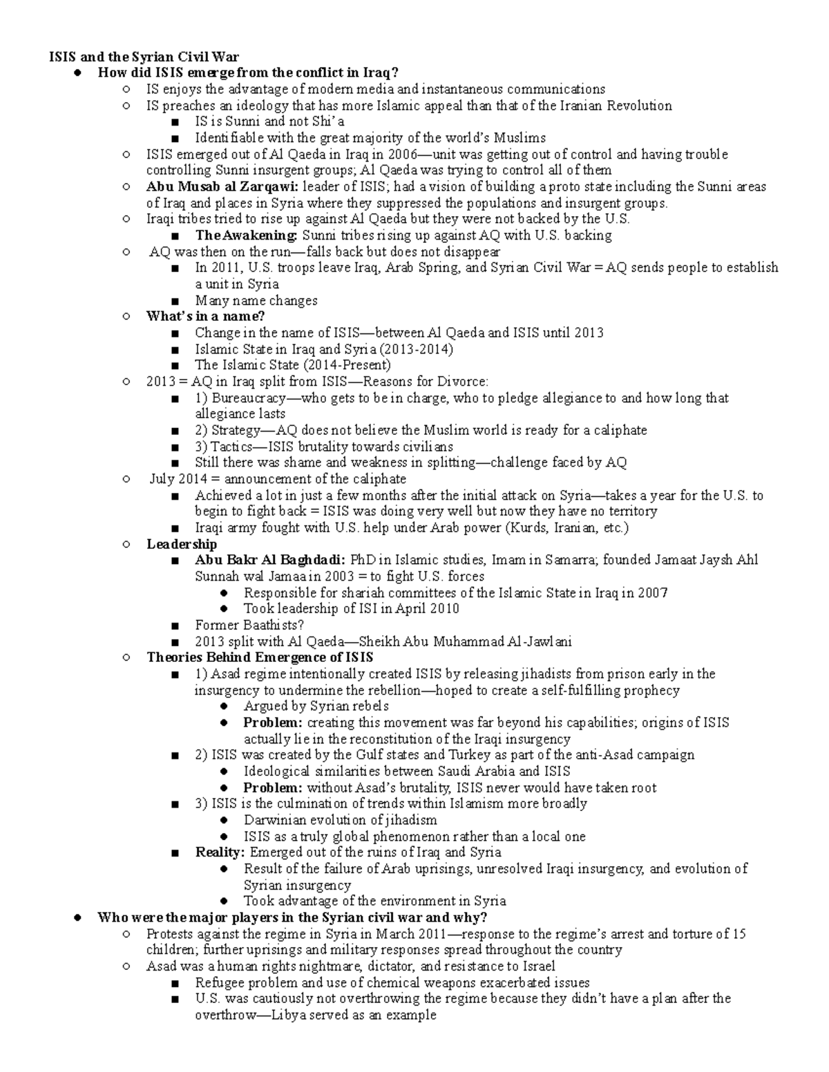 ME Unit #3 Questions - ISIS and the Syrian Civil War How did ISIS ...