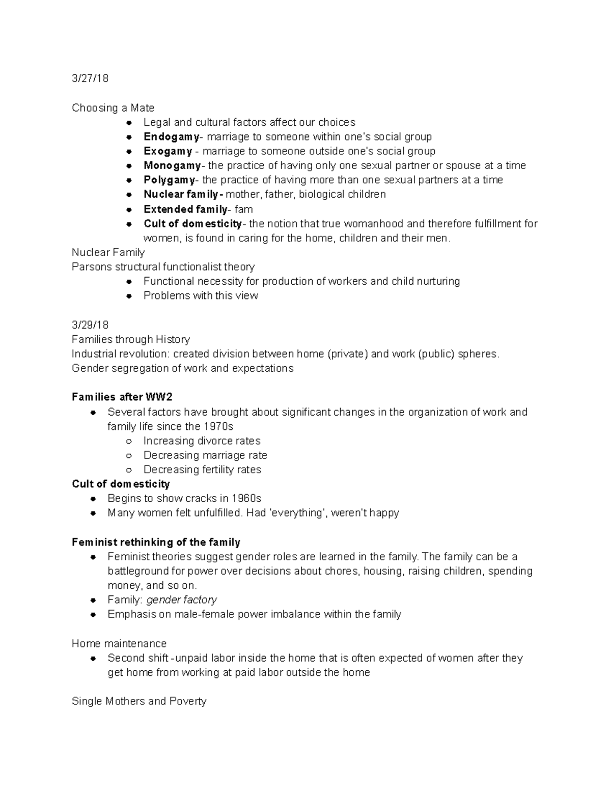 Exam 3 Notes - VAN HEUVELEN - 3/27/ Choosing a Mate Legal and cultural ...