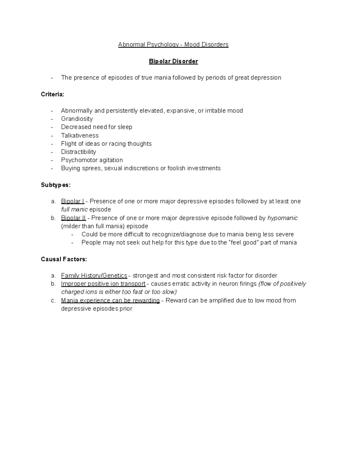 Psychology Notes - Abnormal Psychology - Google Docs - Abnormal ...