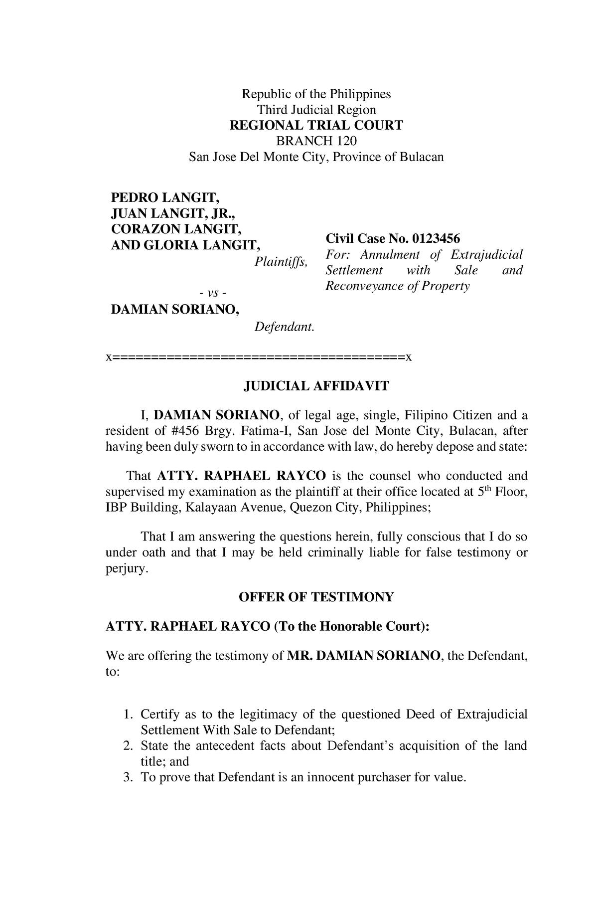 4A-Group-7-Judicial-Affidavit-for-Damian-Soriano - Republic of the ...