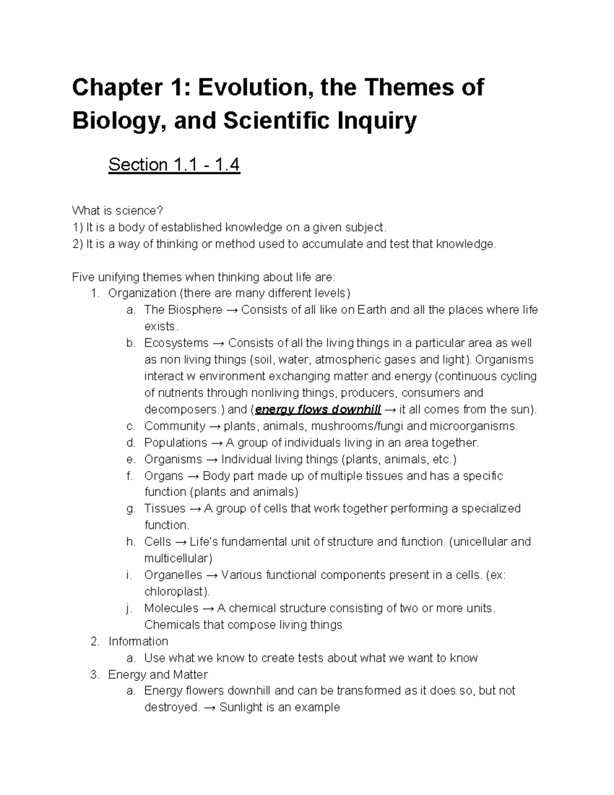 BCOR 011 Notes - Exploring Biology - Chapter 1: Evolution, The Themes ...