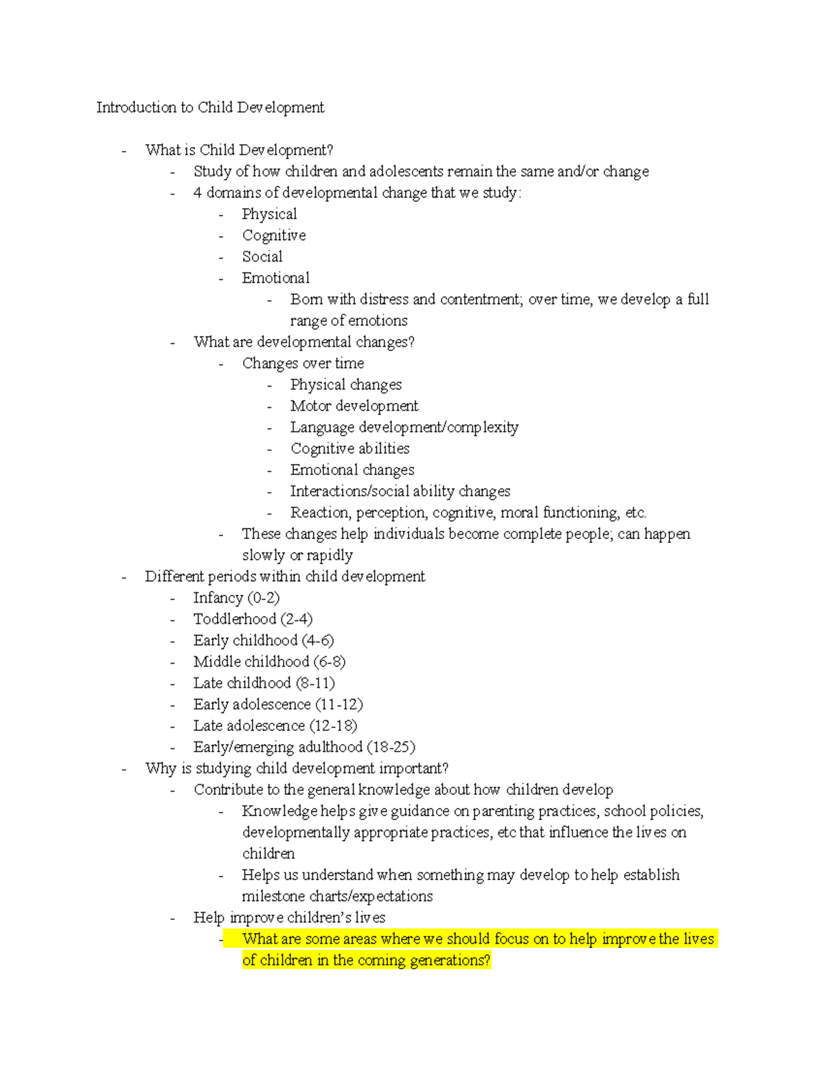Intro to Child Development Notes - Introduction to Child Development ...
