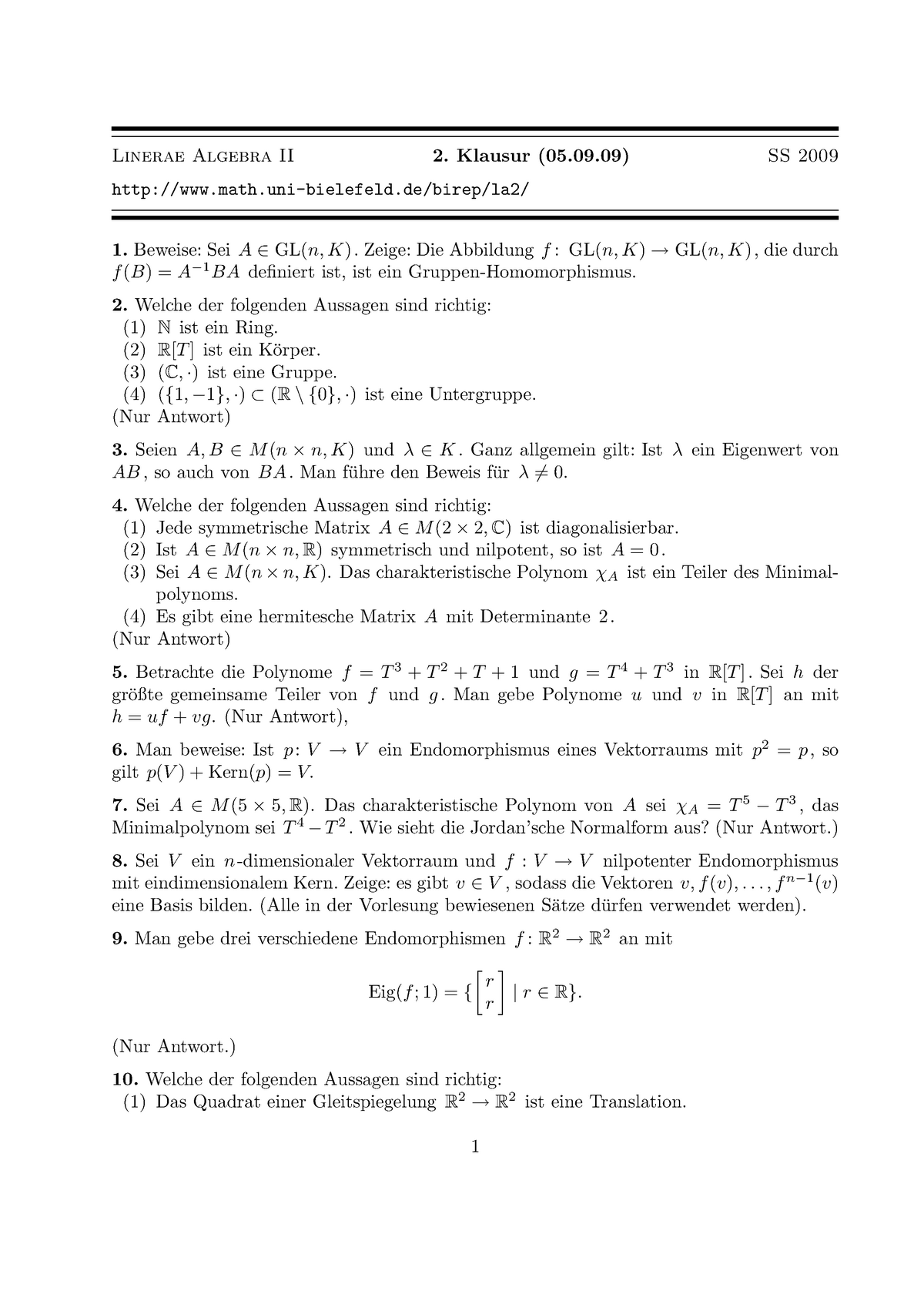Klausur 2 Aufg Lineare Algebra Fur Informatik Ma0901 Studocu
