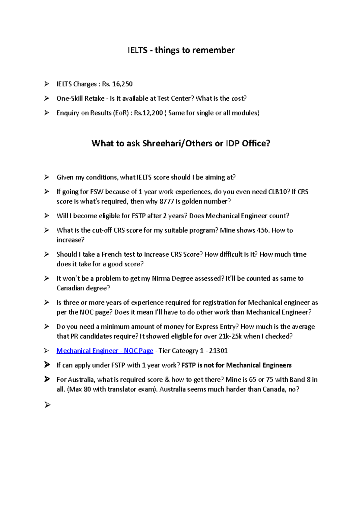 Ielts Requirements - IELTS - things to remember IELTS Charges : Rs. 16 ...