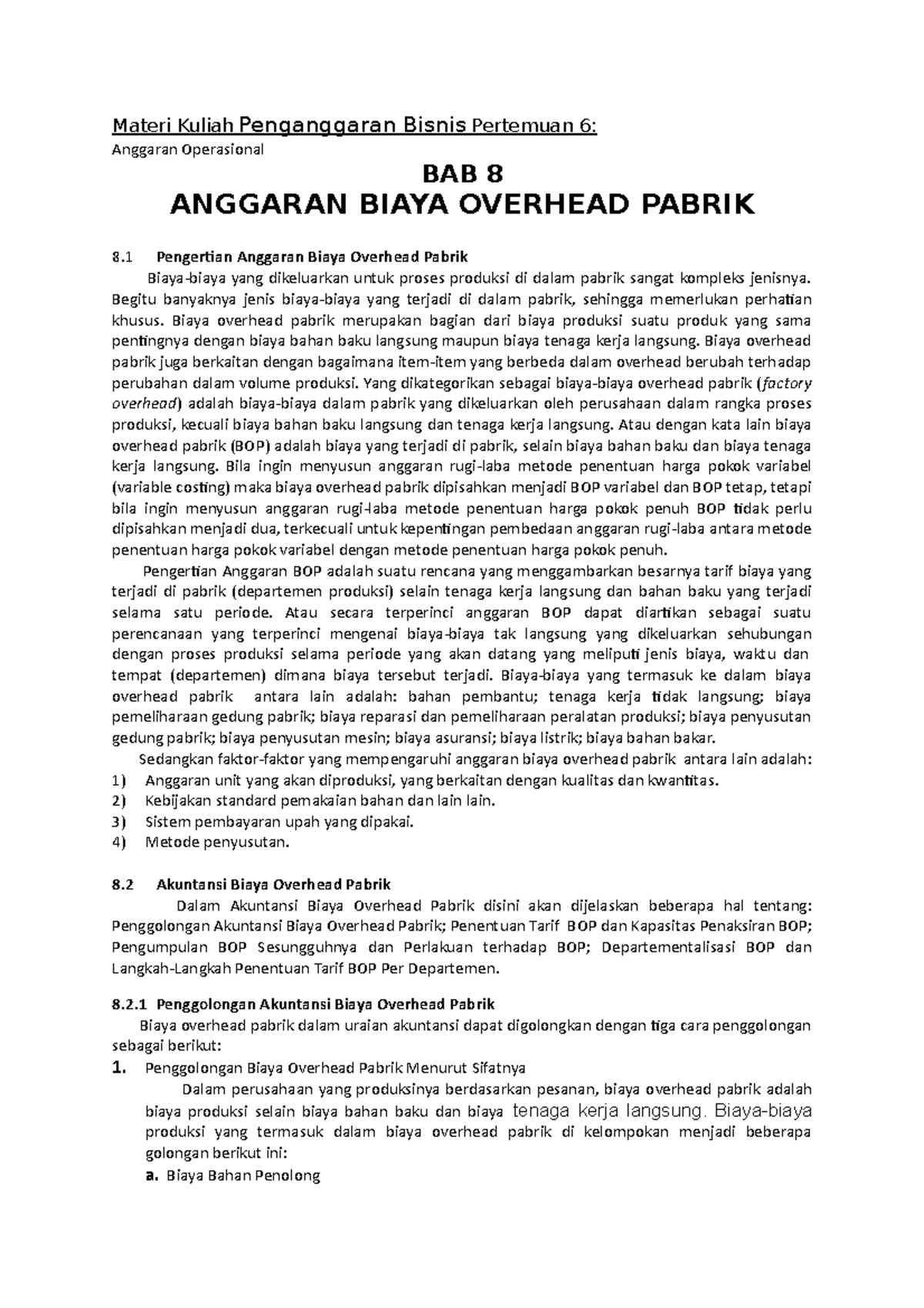 PB-P6 Anggaran BOP Dan Beban Usaha - Materi Kuliah Penganggaran Bisnis ...