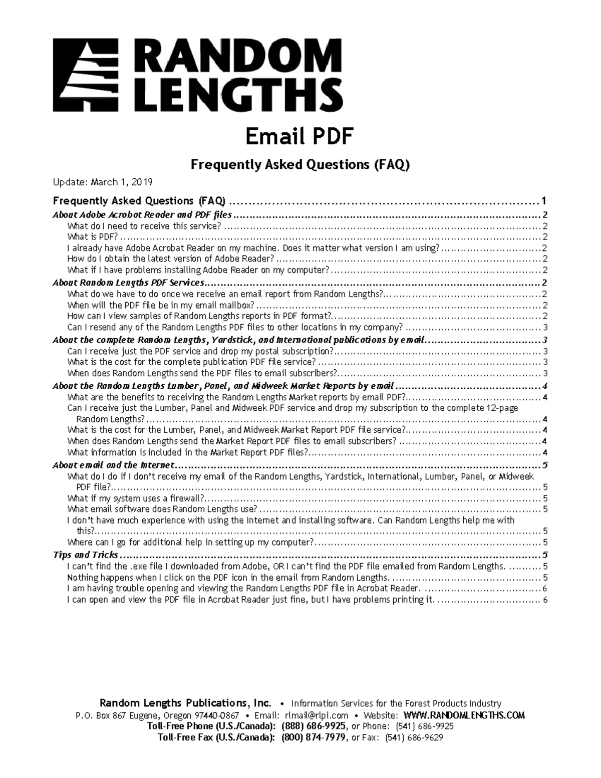 FAQ PDF - Lecture notes 1 - Random Lengths Publications, Inc ...
