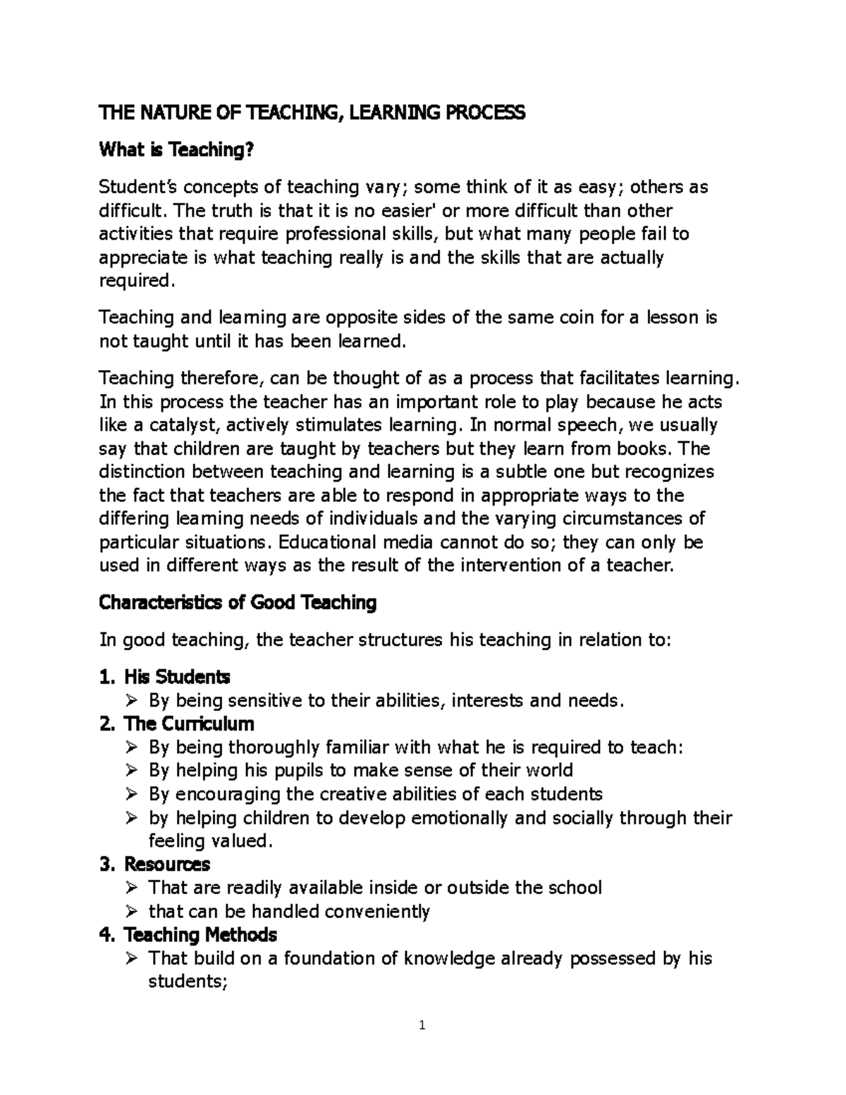 The Nature Of Teaching - For Use Only - The Nature Of Teaching 