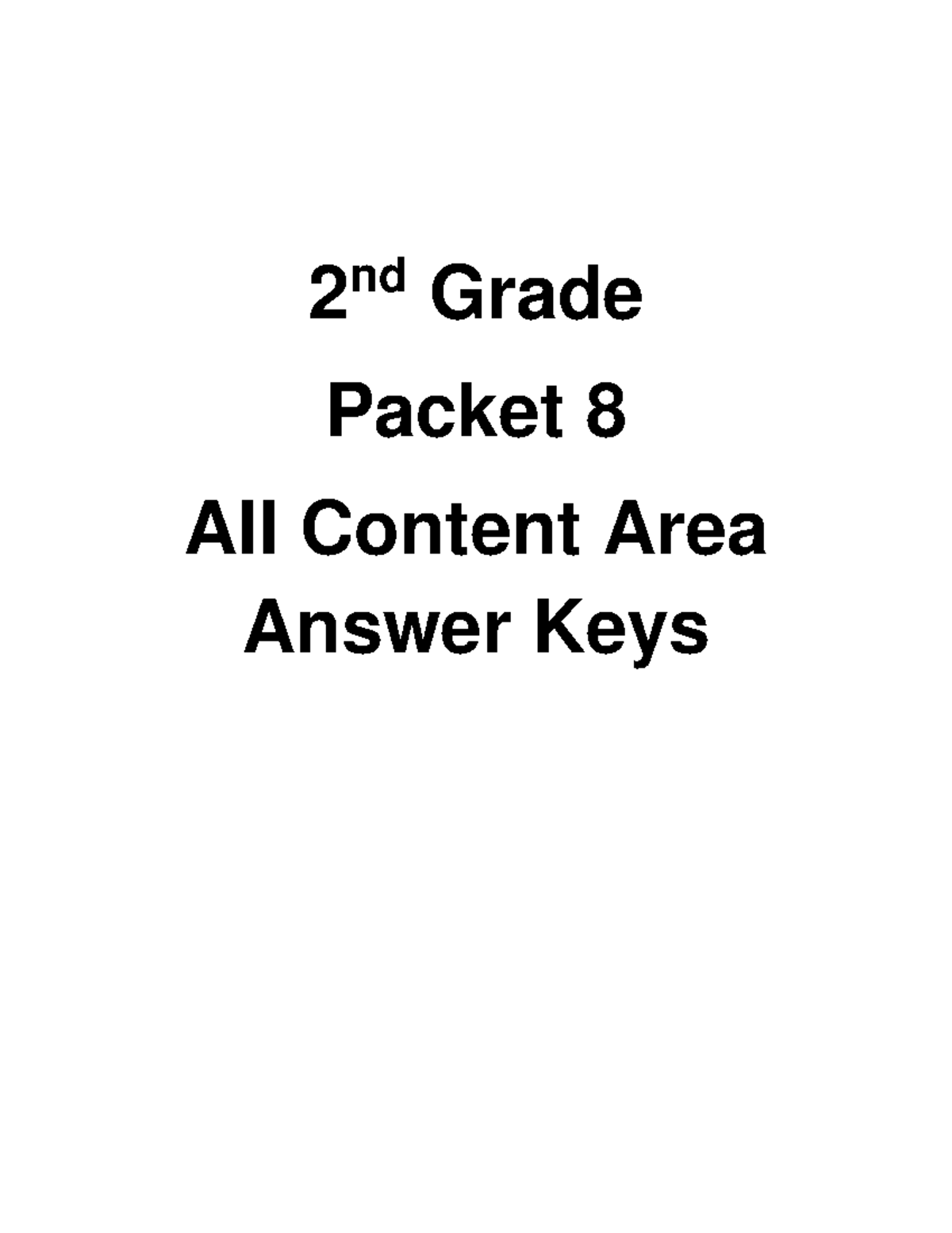 Week8grade 2answerkey - 2 nd Grade Packet 8 All Content Area Answer ...