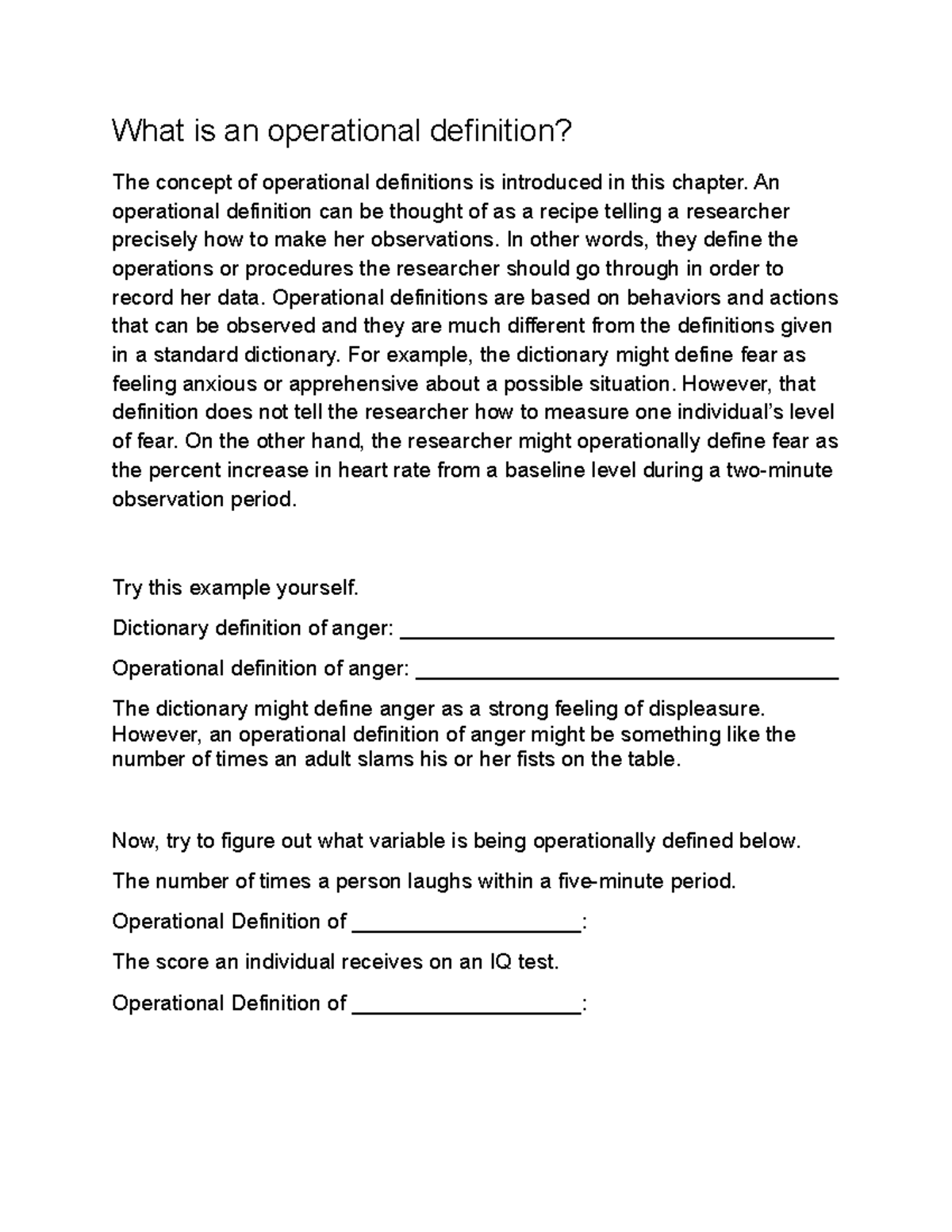 What is an operational definition An operational definition can be