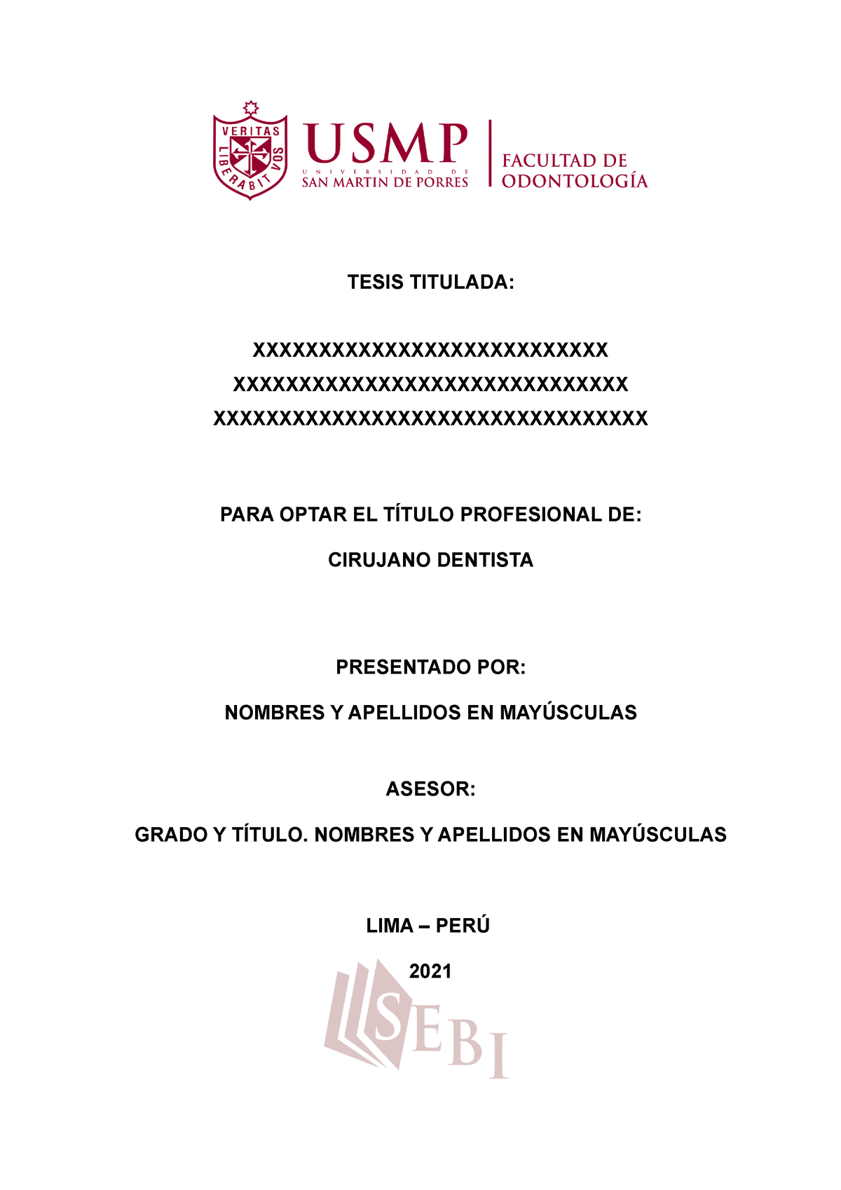 Estructura De Tesis Modelo General - Taller De Tesis - USMP - Studocu