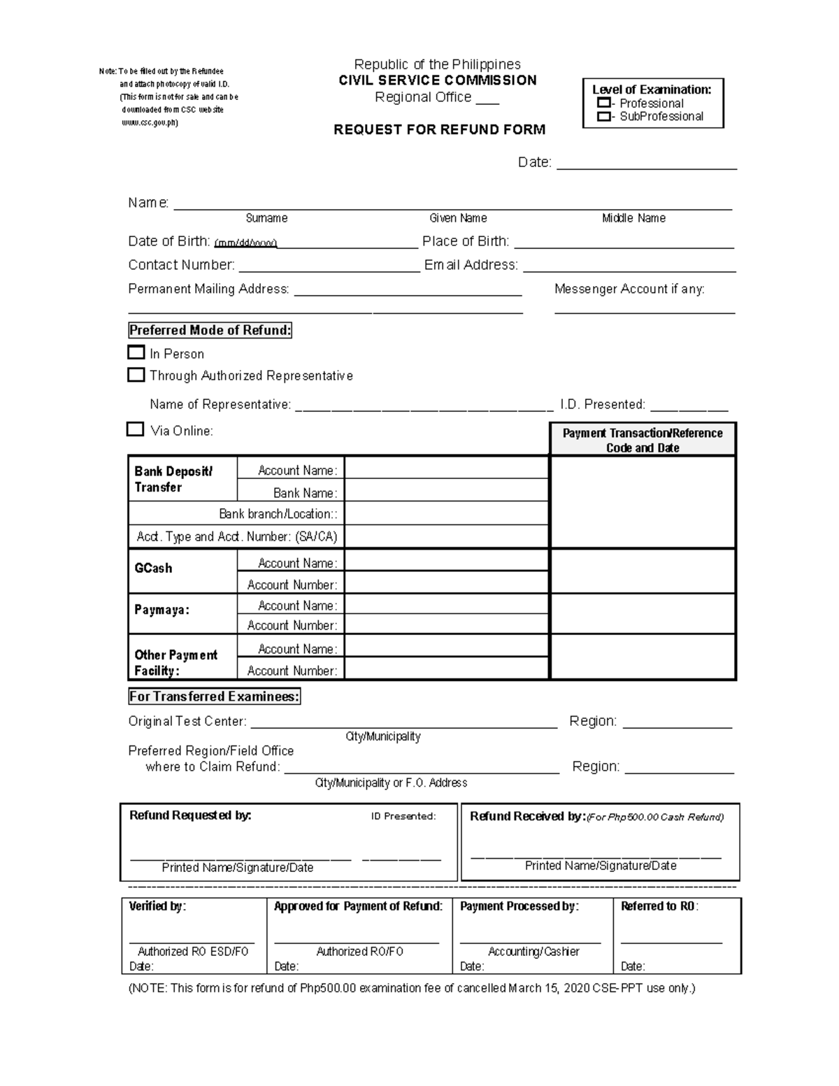 Request for Refund Form version 3.03232021 - Republic of the ...