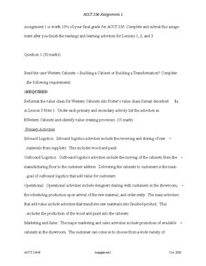 ACCT356 assign 2 - Acct 356 - AU - Studocu