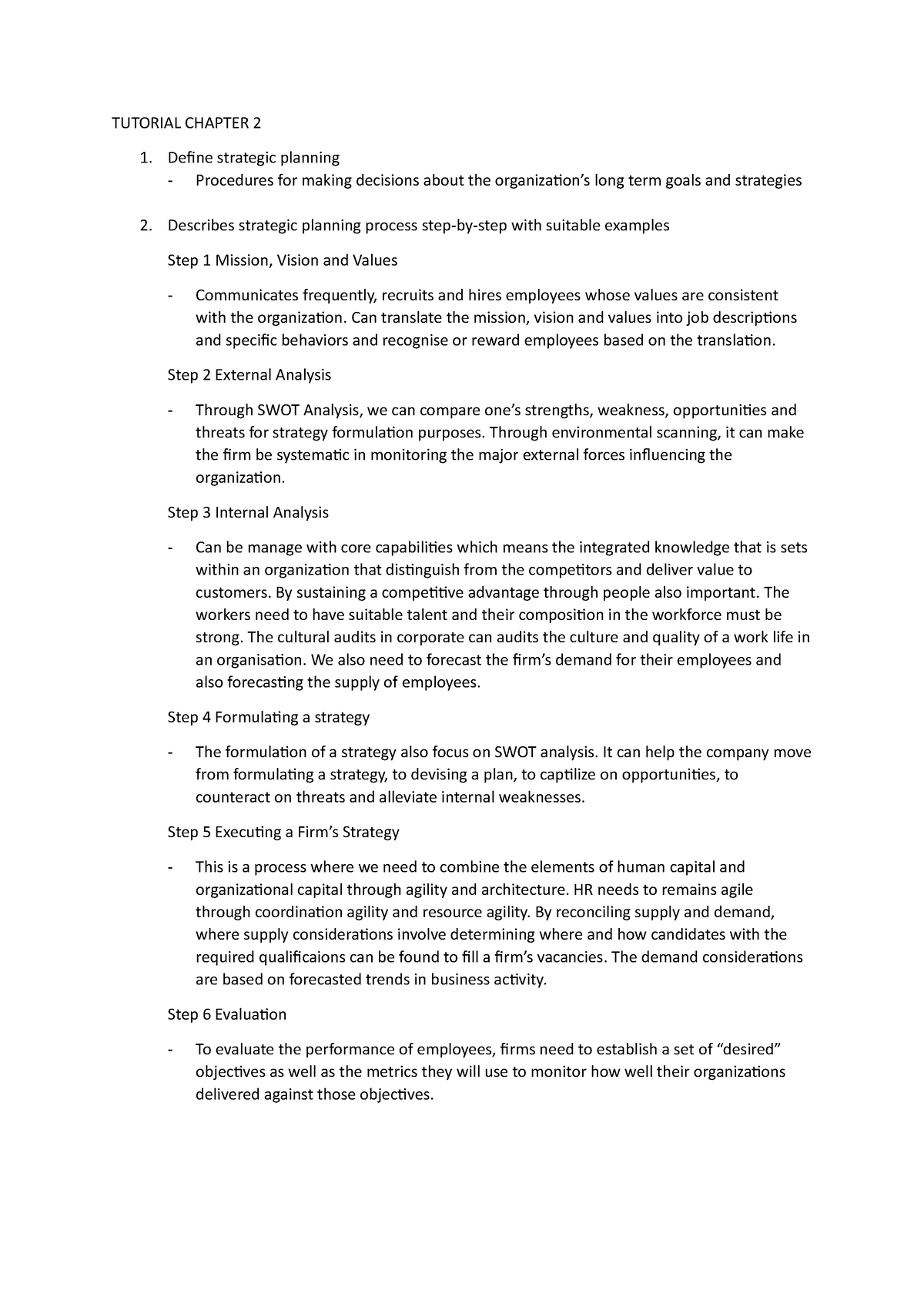 Tutorial C2 - TUTORIAL CHAPTER 2 Define strategic planning Procedures ...