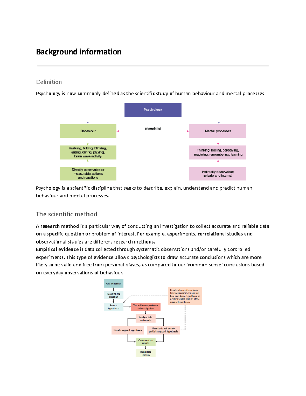 Context of psychology Background information Definition Psychology is