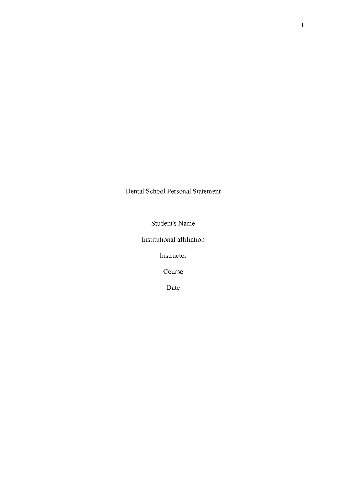 dental student personal statement