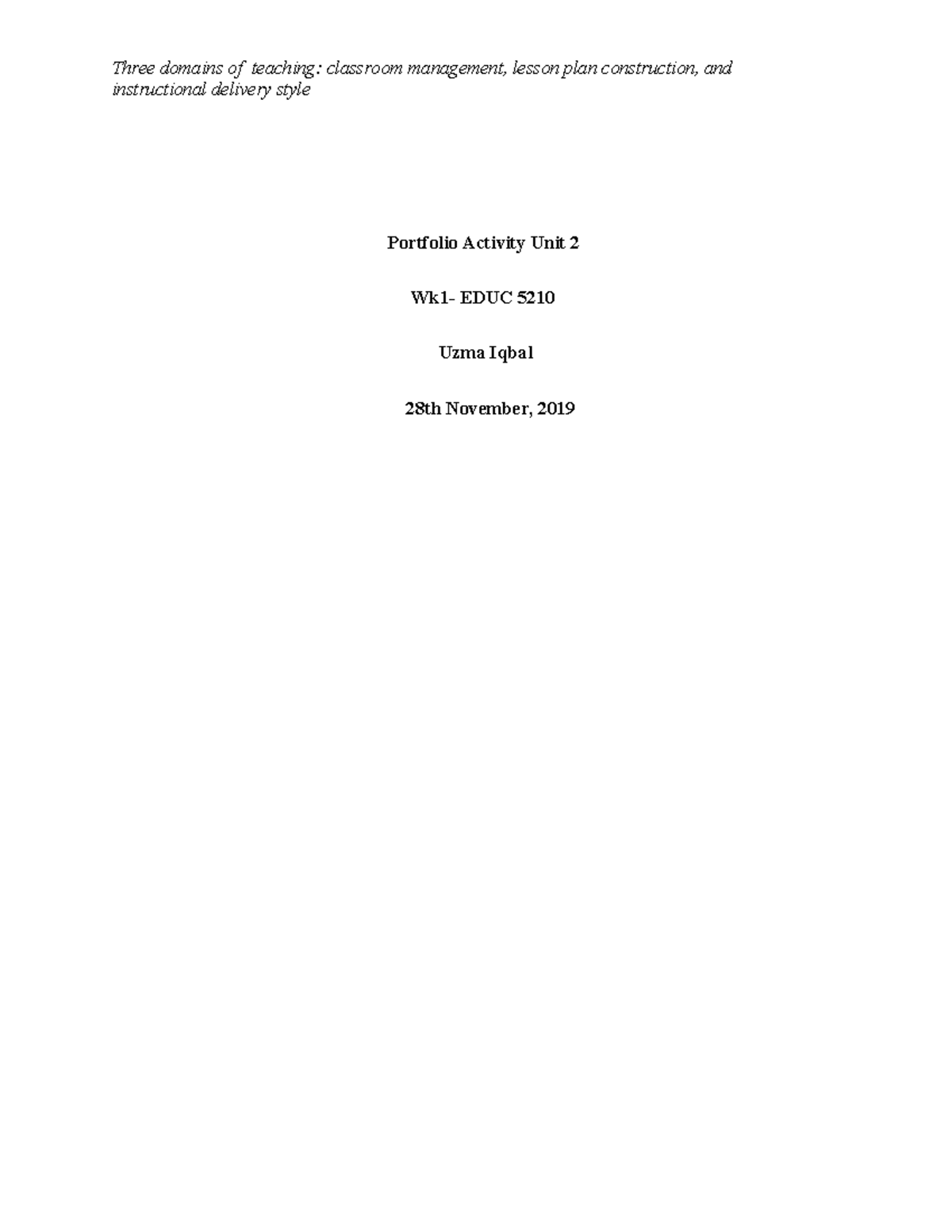 Final portfolio unit 2-term 2 - instructional delivery style Portfolio ...
