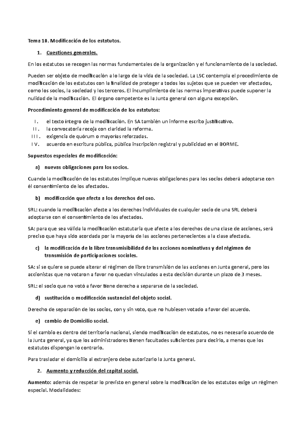 Tema 10 - Apuntes Tema 10. Modificación De Los Estatutos. Prof. Rita ...