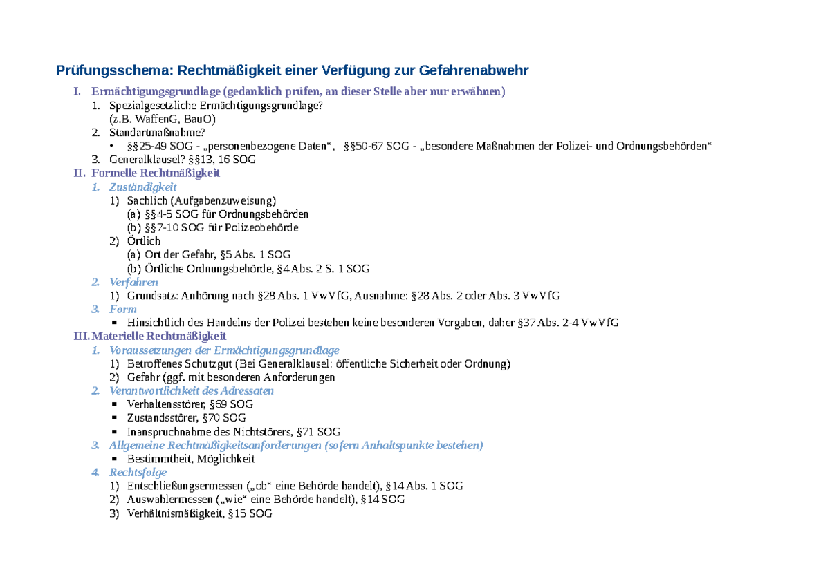 Recht Der Gefahrenabwehr Nrw Klausur