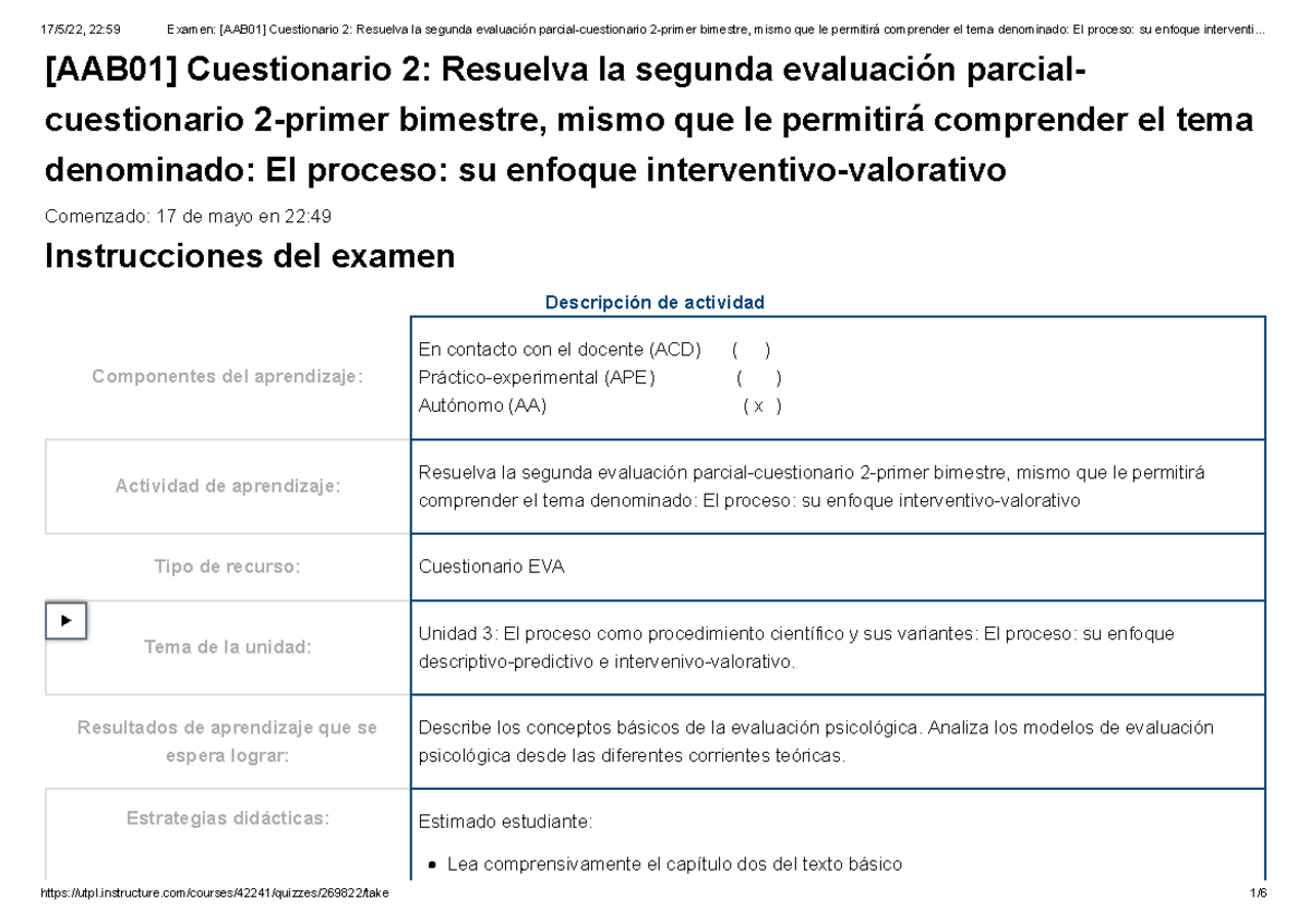 Examen [AAB01] Cuestionario 2 Resuelva La Segunda Evaluación Parcial ...