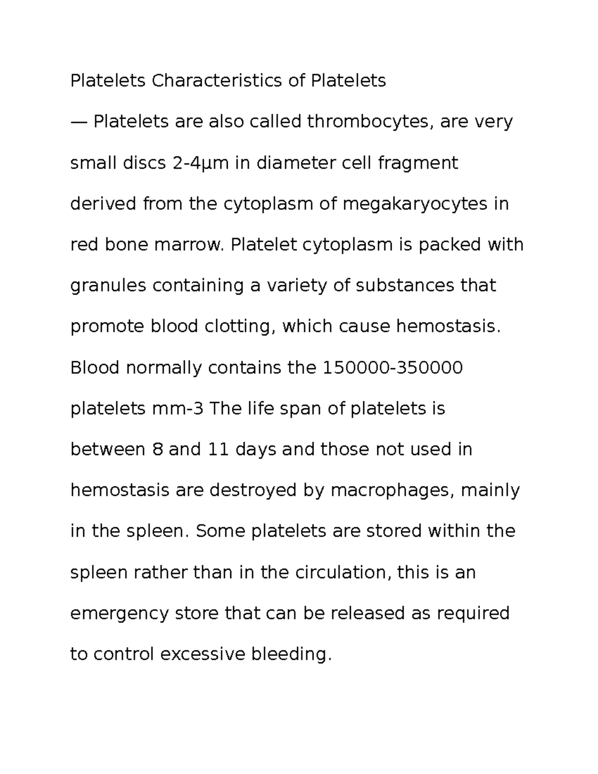 essay on platelets