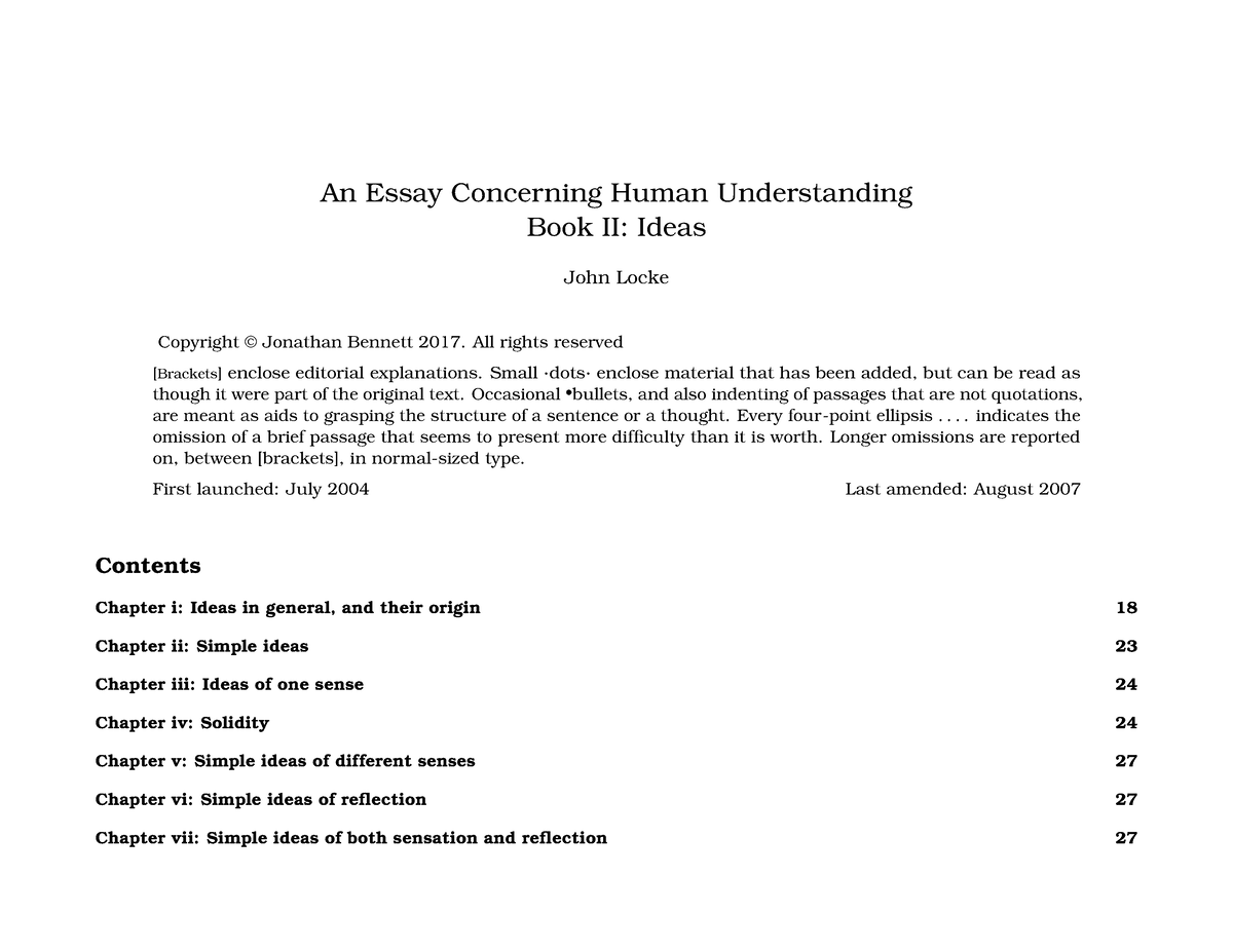 essay concerning human understanding book 2