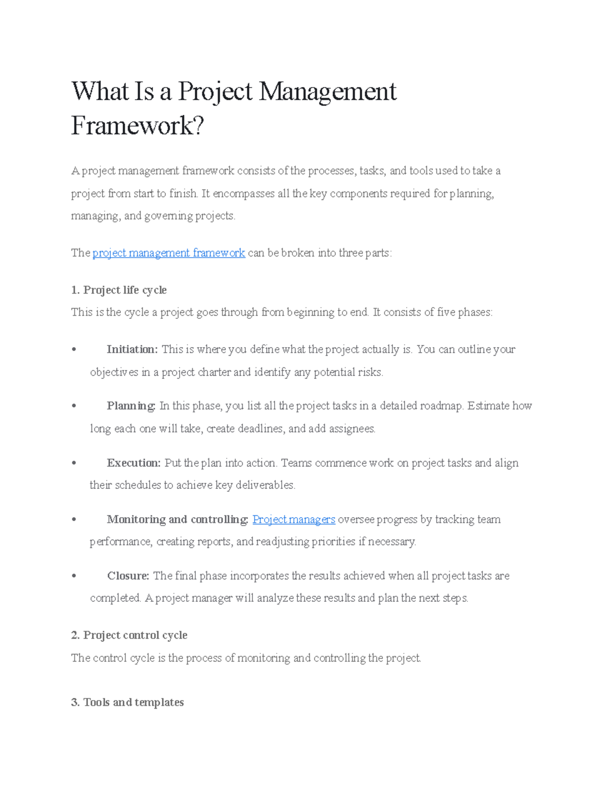 What Is a Project Management Framework - What Is a Project Management ...