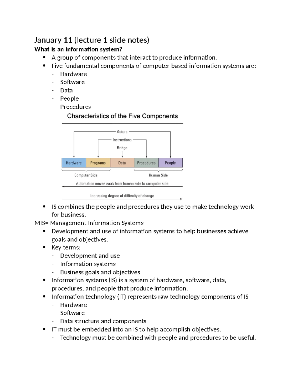 Bus 237 notes - January 11 (lecture 1 slide notes) What is an ...