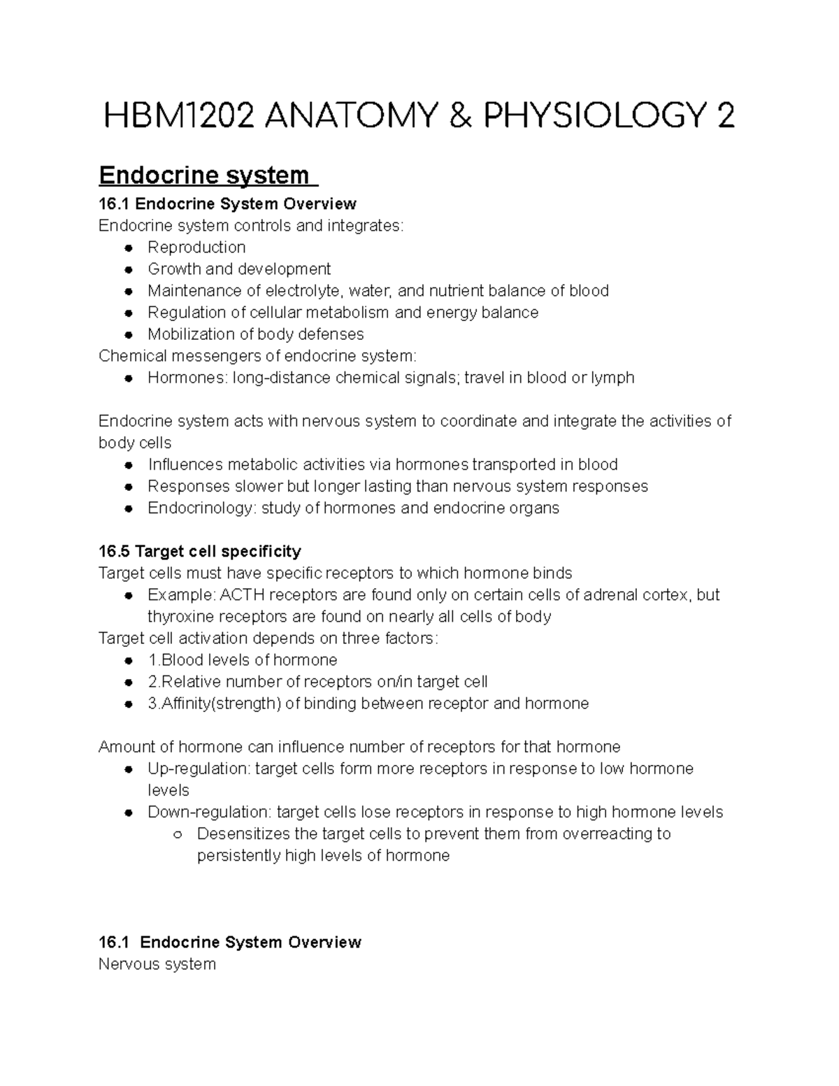 HBM1202 Anatomy & Physiology 2 - HBM1202 ANATOMY & PHYSIOLOGY 2 ...