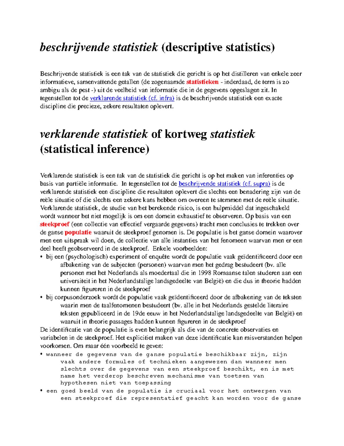 Statistiek 2 - Beschrijvende Statistiek (descriptive Statistics ...