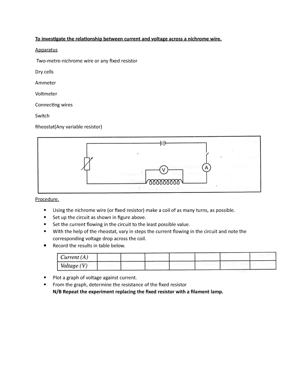 Verifying Ohm S Law Experiment To Investigate The Relationship Between Current And Voltage