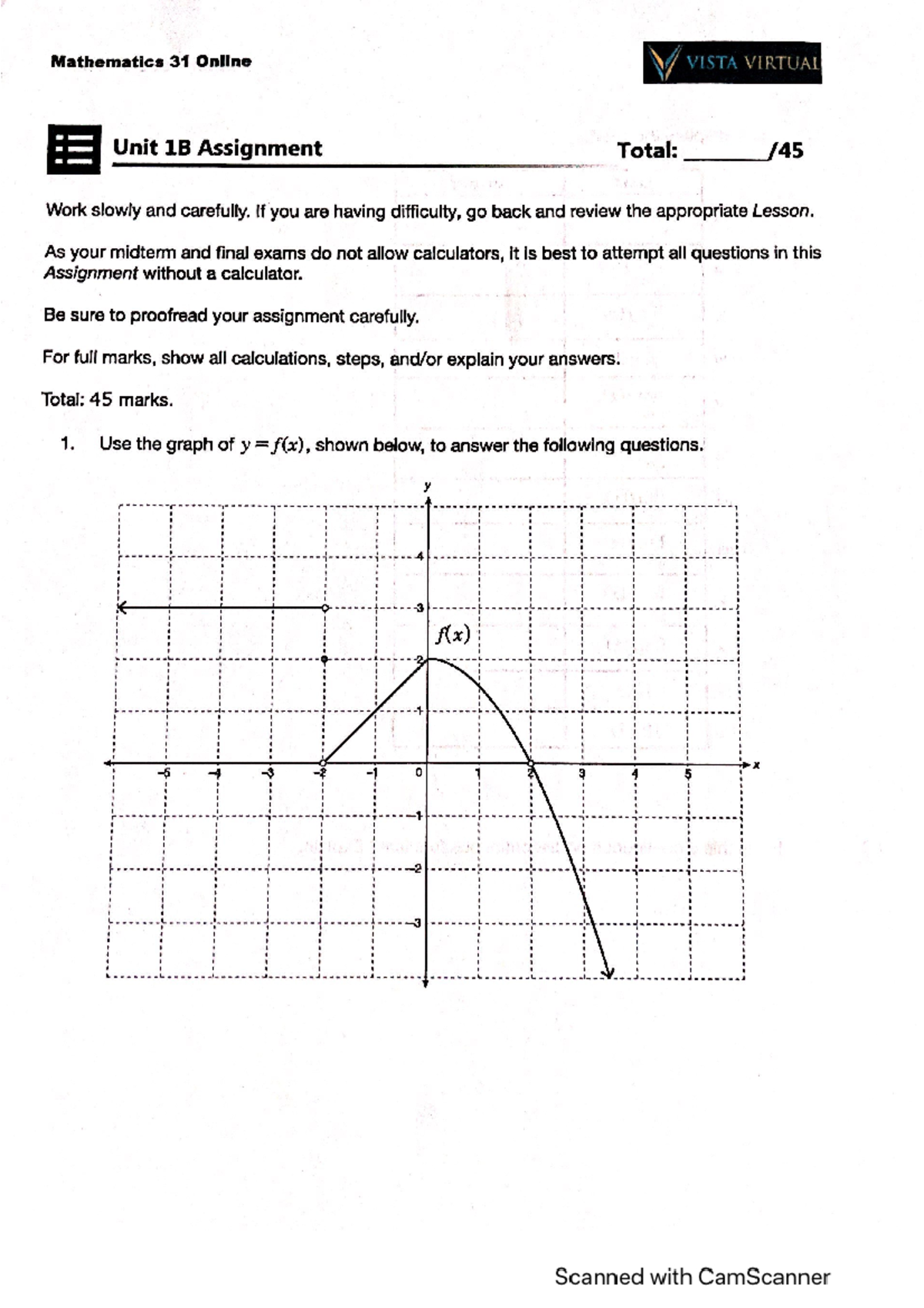 1B Hannah Adie M31 - Assignment - Calculus 1000A/B - Studocu