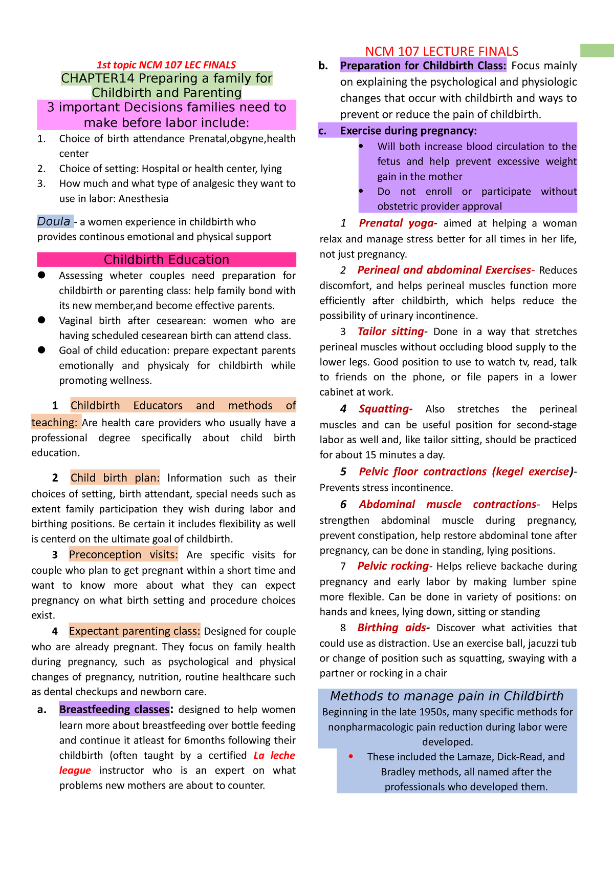 1st Topic NCM 107 - Reviewer - 1st Topic NCM 107 LEC FINALS CHAPTER14 ...