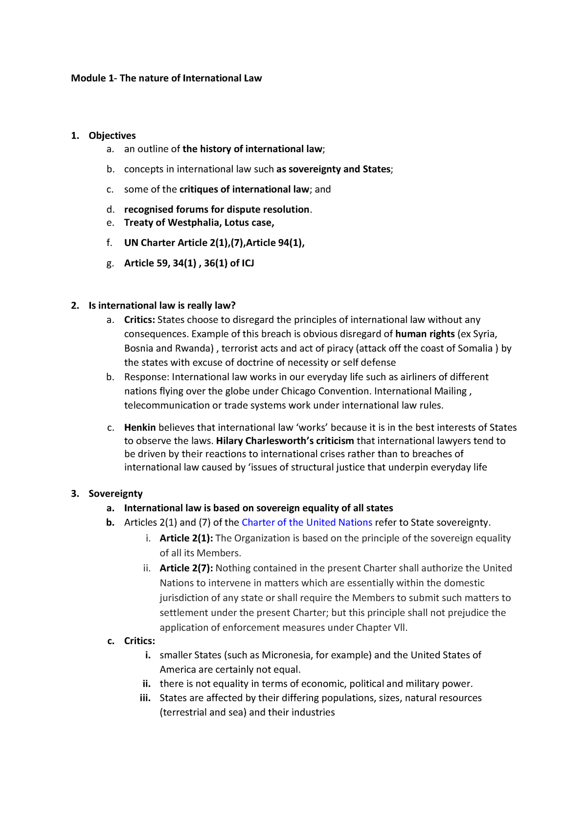 Public And International Humanitarian Law Exam Notes - Module 1- The ...