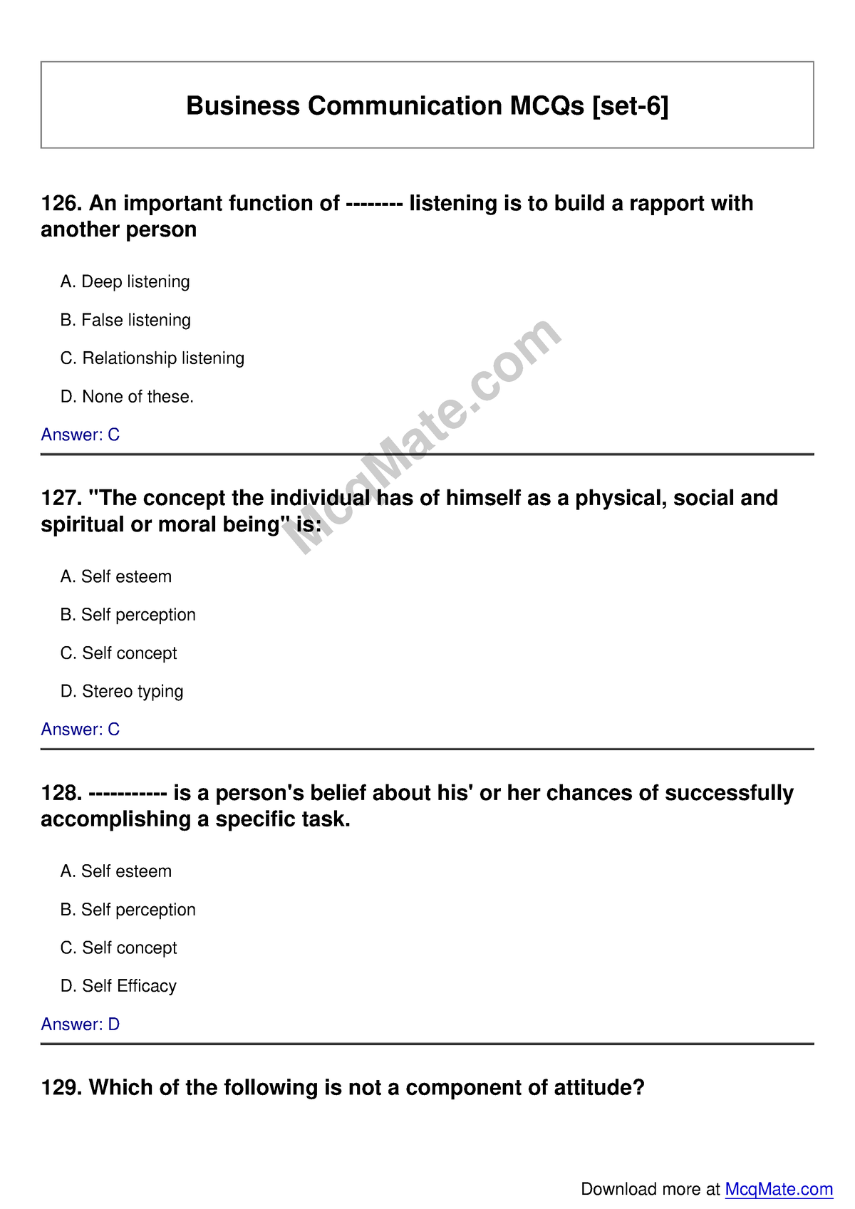 BC-6 - Best Notes - Business Communication MCQs [set-6] 126. An ...