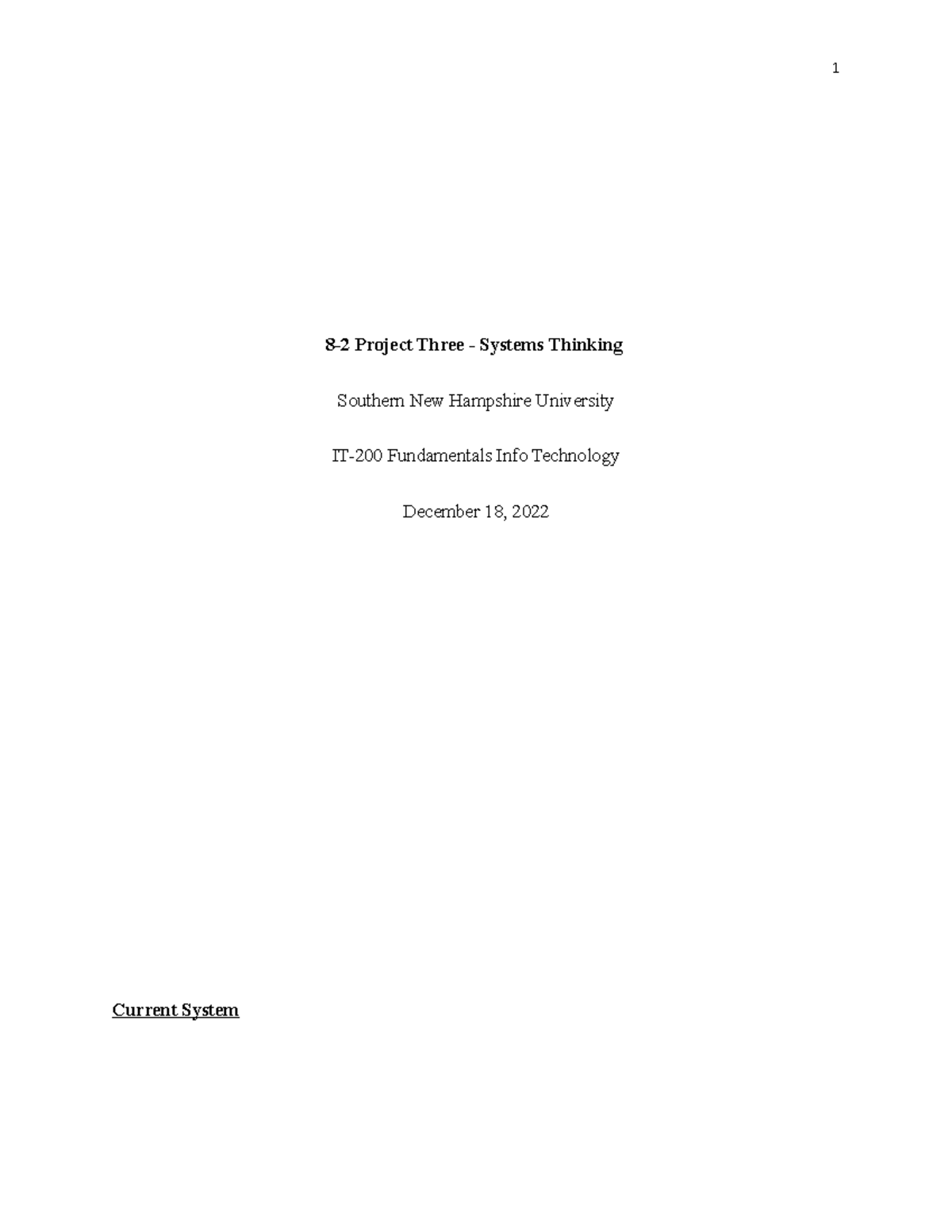 82 Project Three System Thinking 82 Project Three Systems