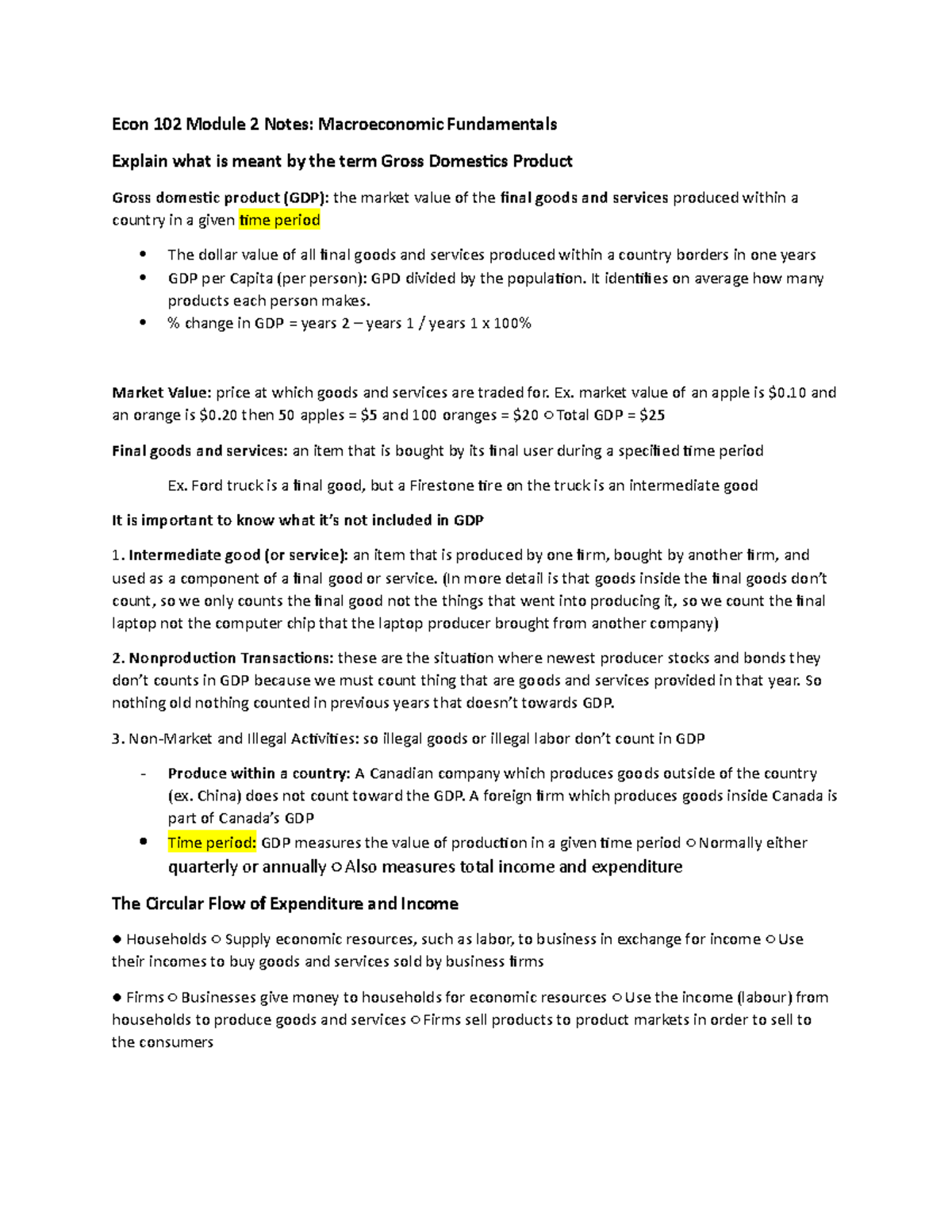 Econ 102 Module 2 Notes - Econ 102 Module 2 Notes: Macroeconomic ...