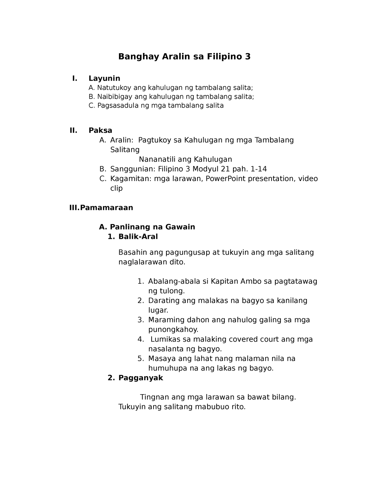 Panganiban Semi Detailed Lesson Plan Filipino 3 Banghay Aralin Sa Filipino 3 I Layunin A 5751