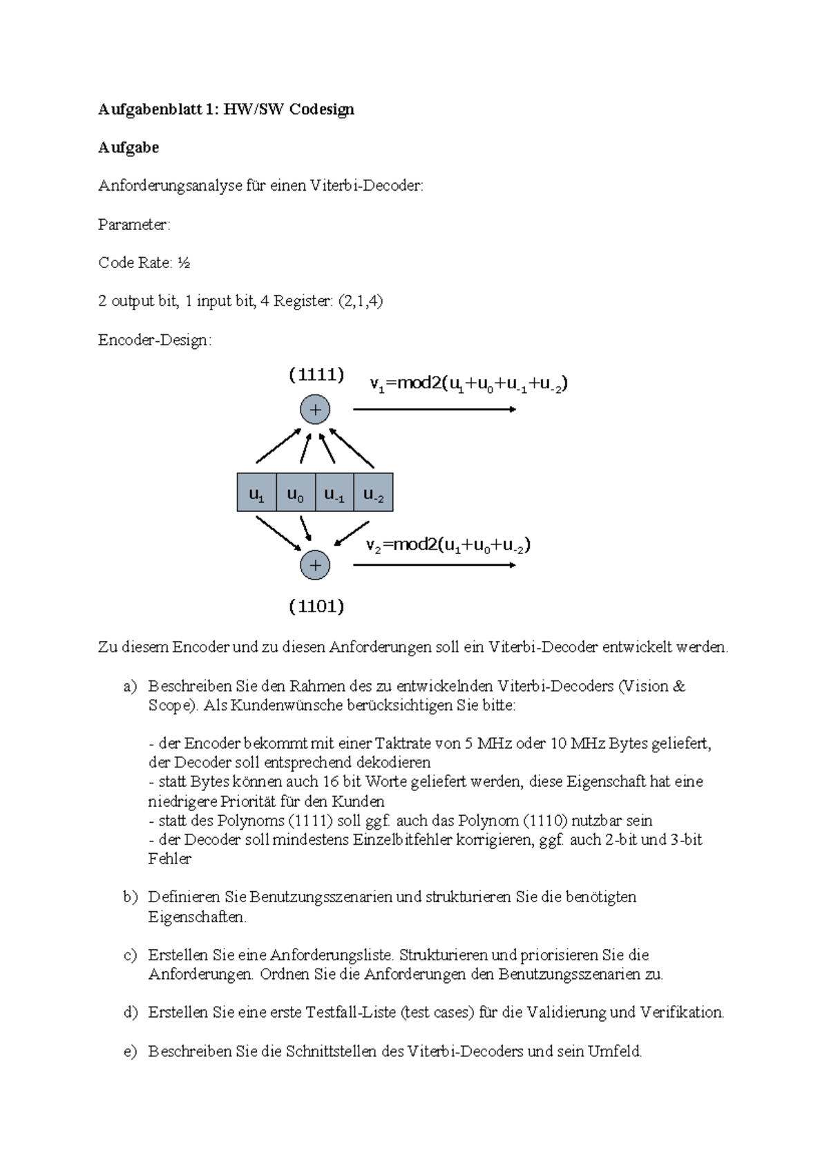 HW SW Uebung 1 - Sommersemester Modul Hardware/Software Kodesign ...