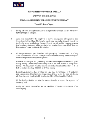 Tutorial 9 Question Revised Universiti Tunku Abdul Rahman Faculty Of Business And Finance Tutorial 9 Question Revised Universiti Tunku Abdul Rahman Faculty Of Business And Finance
