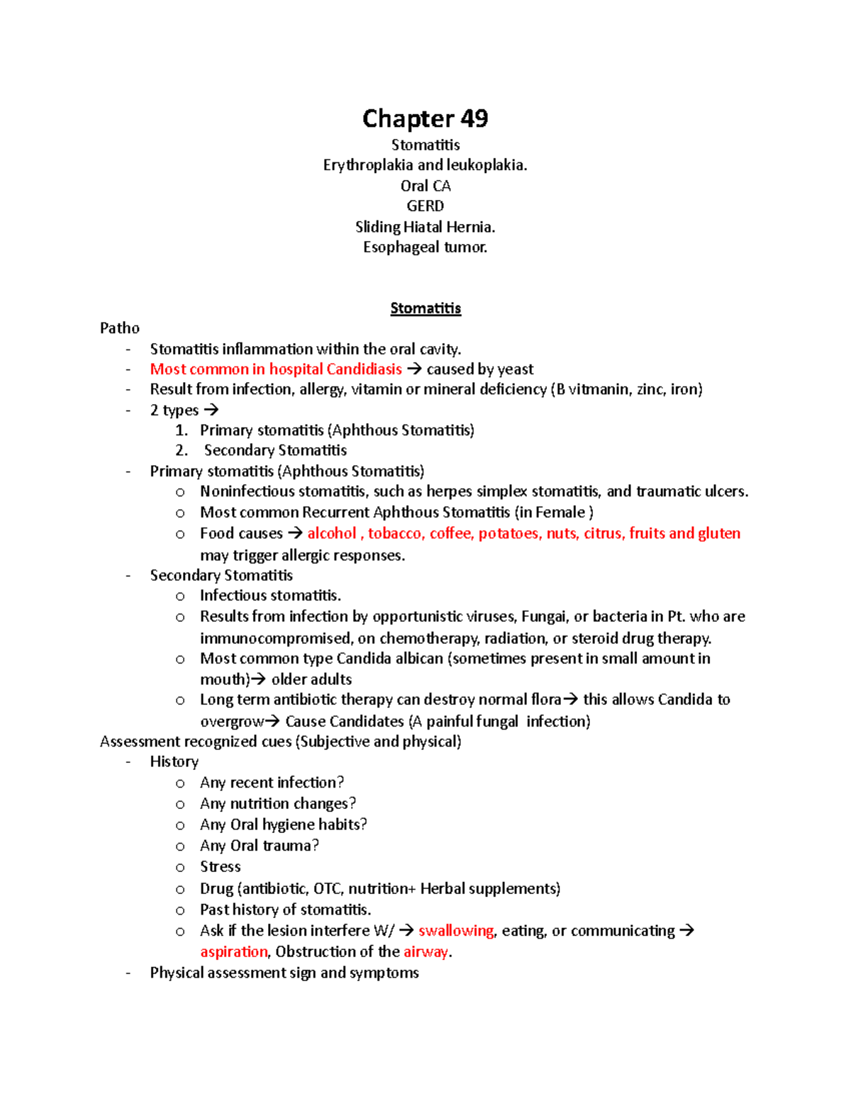 49 Concepts of Care for Patients With Oral Cavity and Esophageal