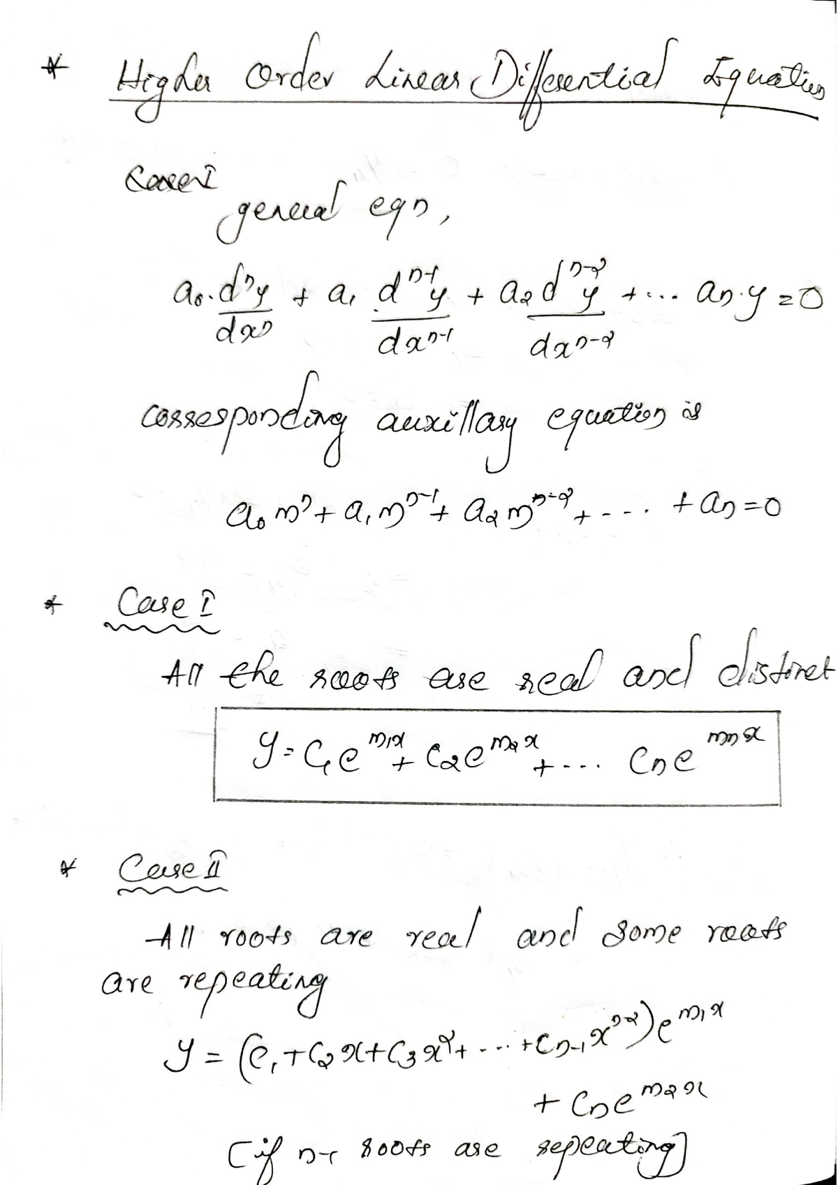 Higher Order Linear Differential Equation - B.tech - Studocu