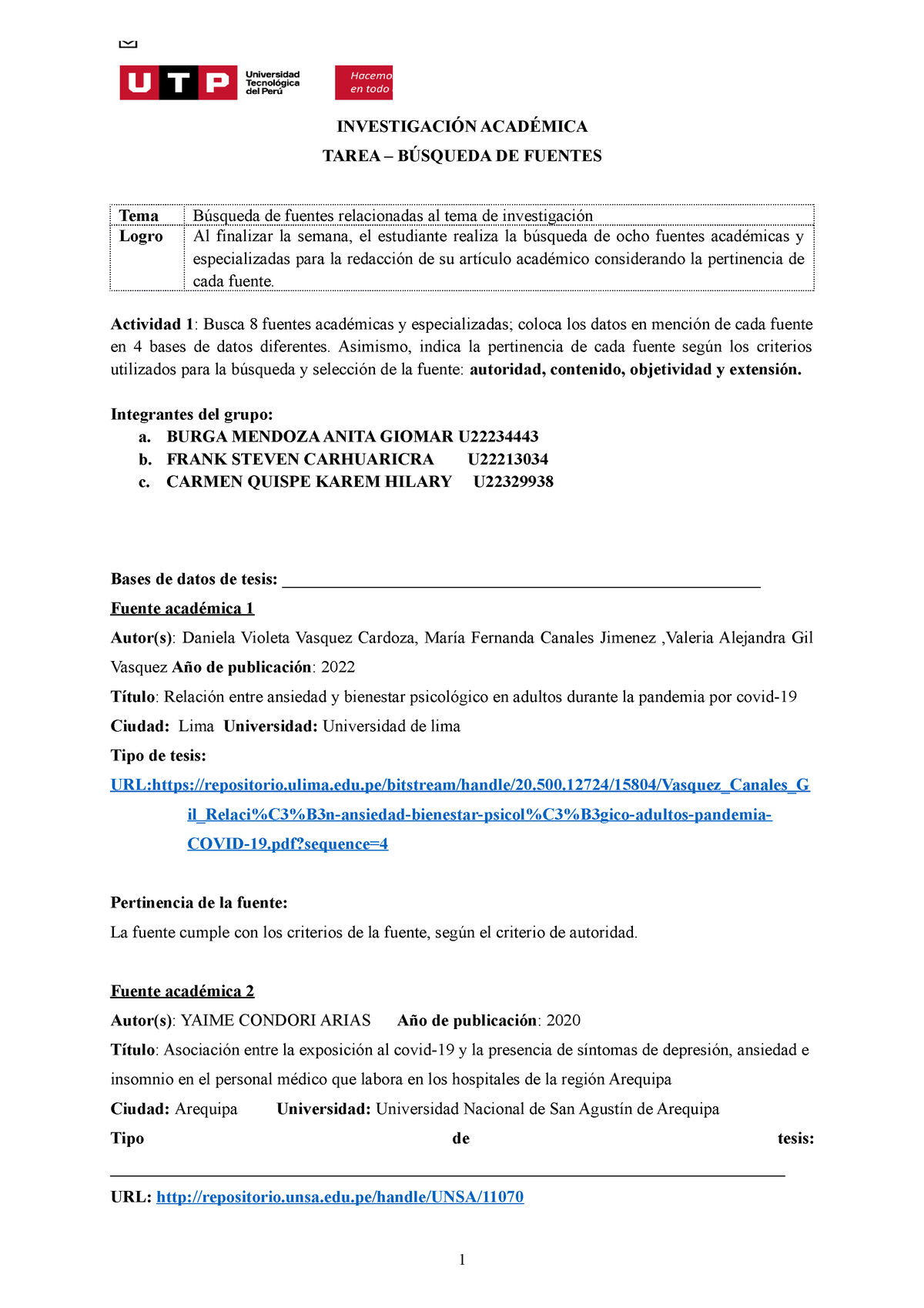 S T Tarea B Squeda De Fuentes Investigaci N Acad Mica