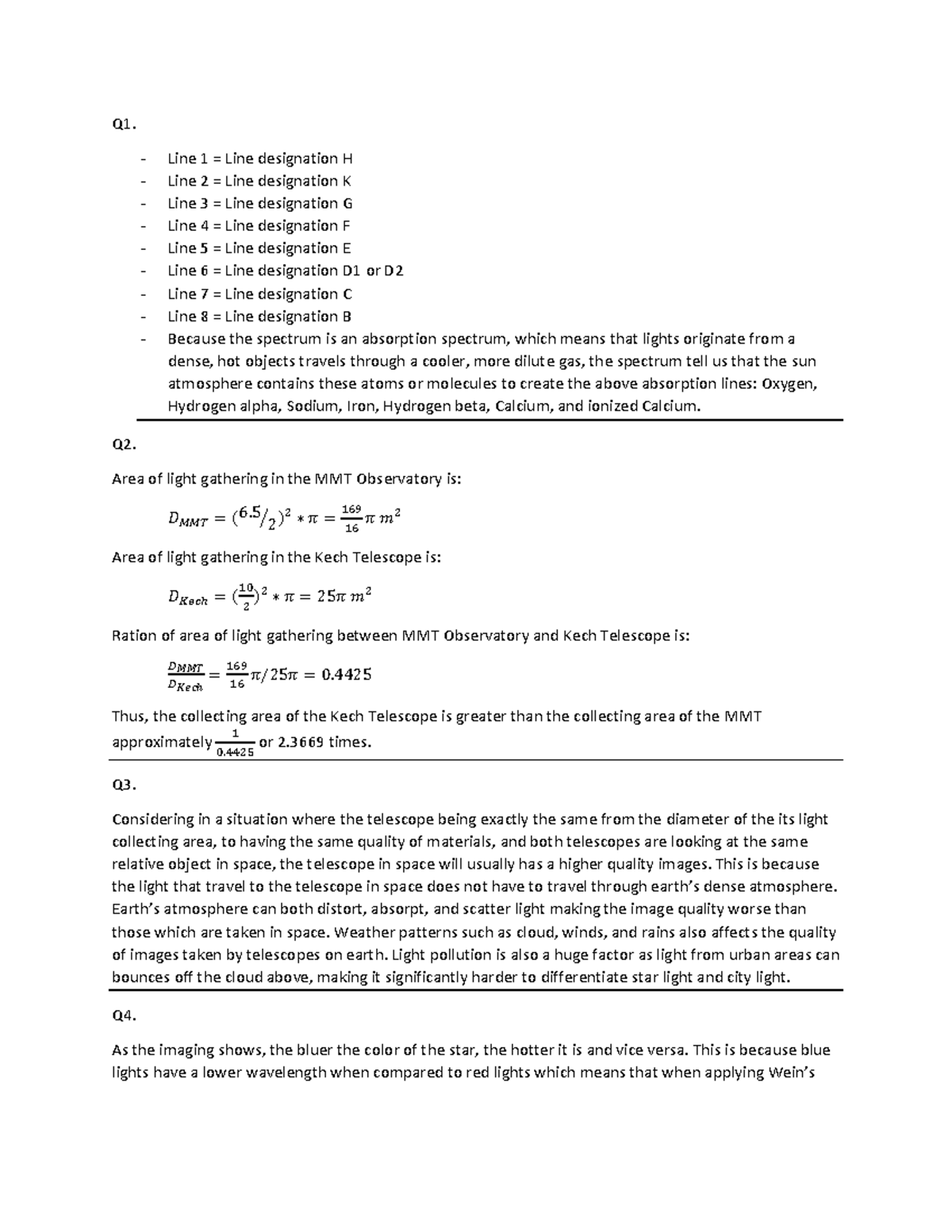 HW2 - Assignment - Q1. Line 1 = Line designation H Line 2 = Line ...