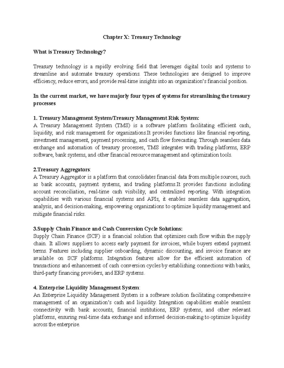 T Th 5 30 7 00 PM Chapter 10 Treasury Technology - Chapter X: Treasury ...