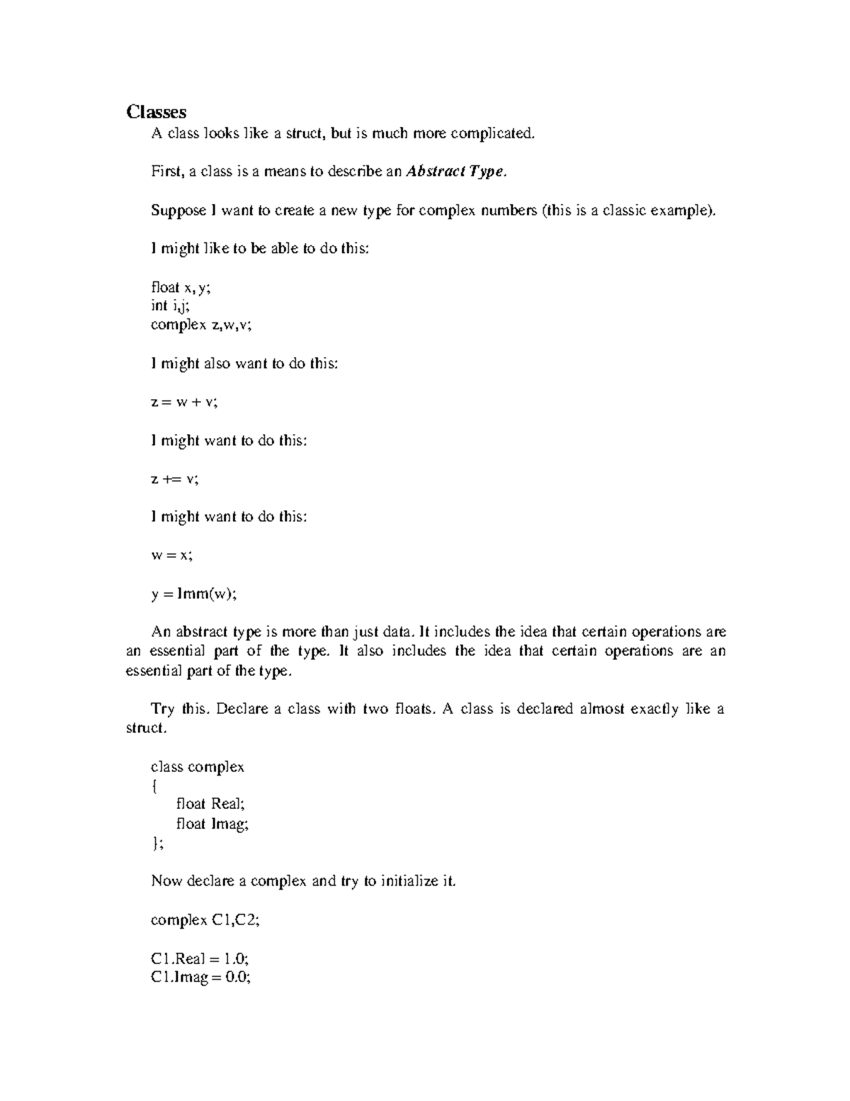 Lecture Notes 13 Corporate Finance - Classes A class looks like a ...