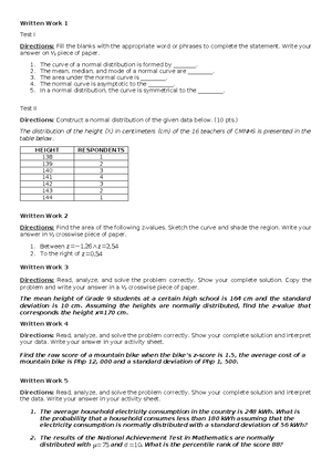 Chapter TEST - CHAPTER TEST Statistics and Probability Test I. Multiple ...