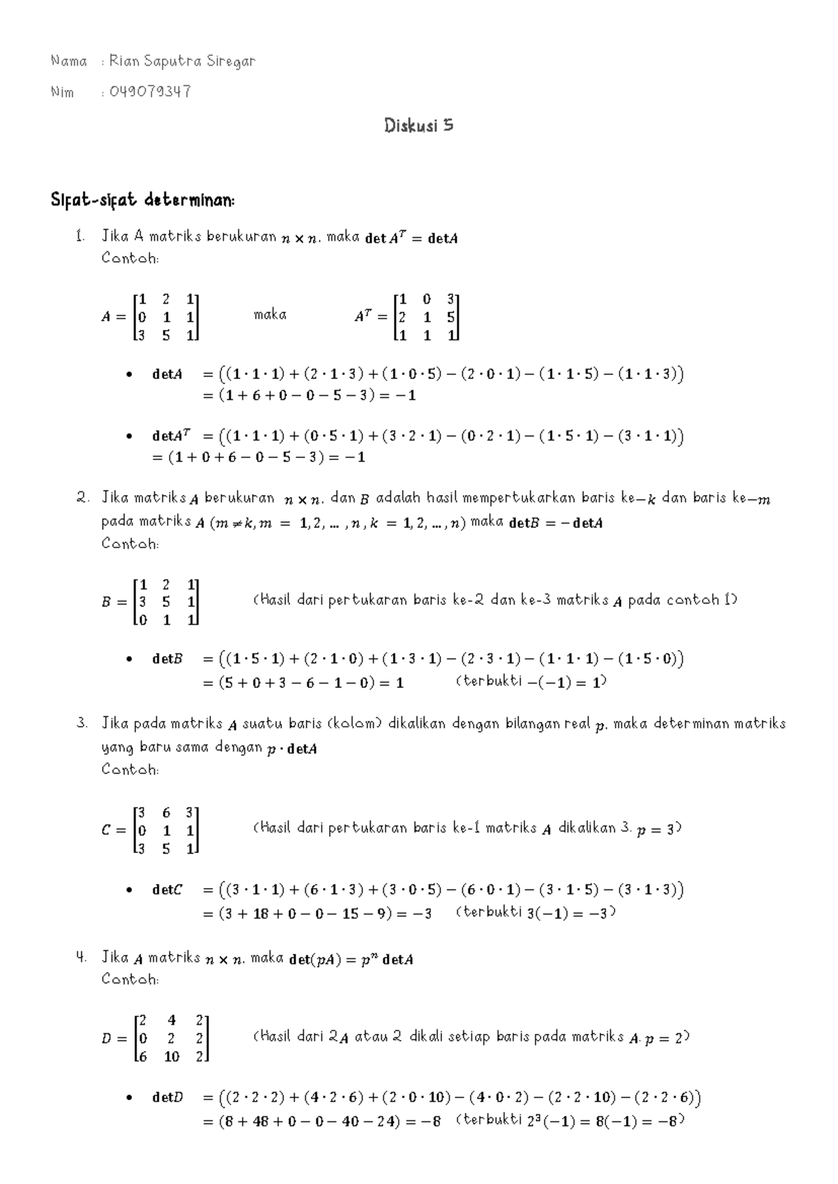 Diskusi 5 Aljabar Linear Elementer MATA4112 - Nama : Rian Saputra ...