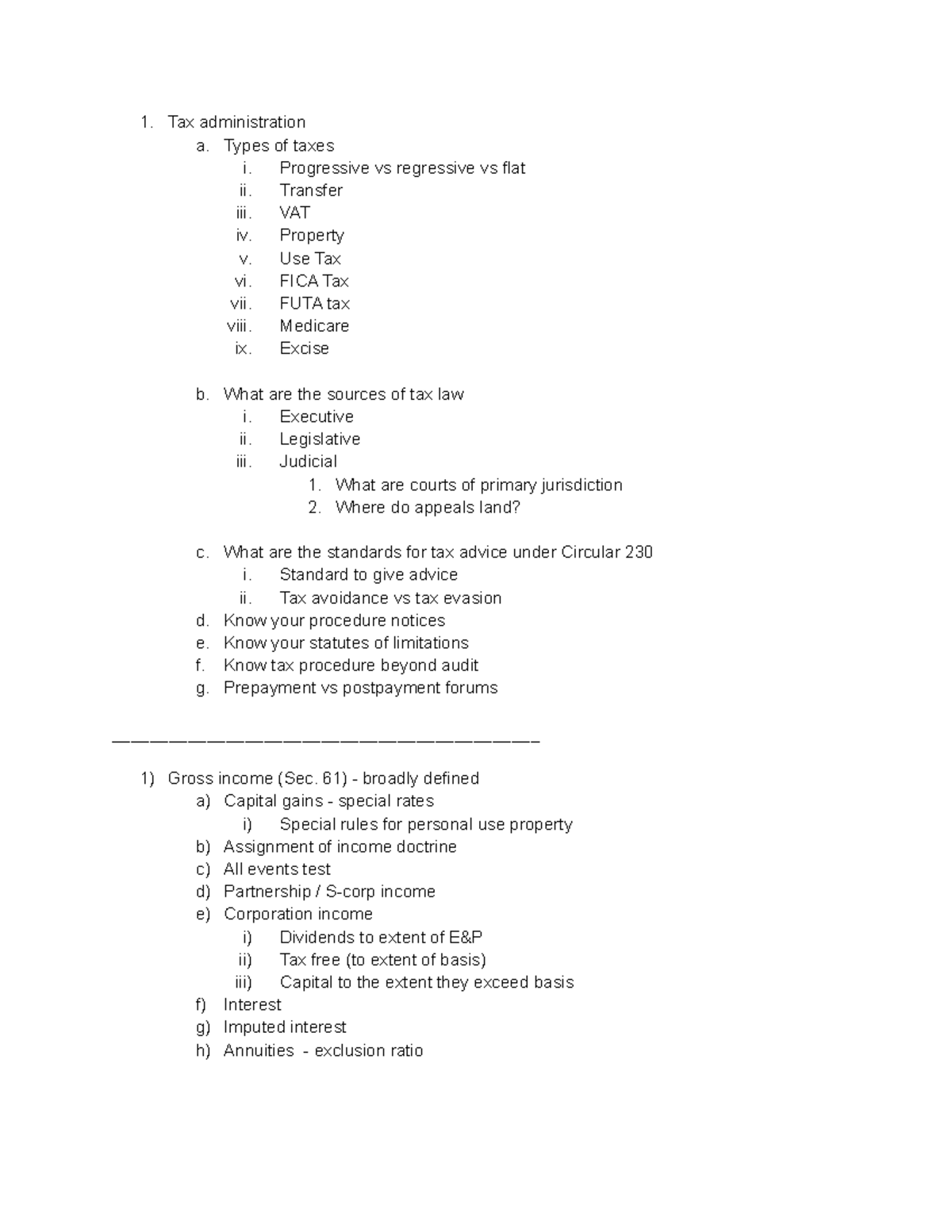 143-class-outline-test-1-tax-administration-a-types-of-taxes-i