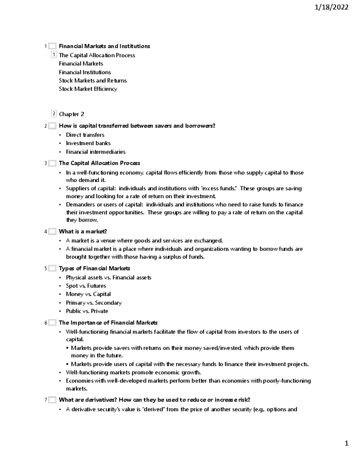Chapter 2 financial market and intitution - 1/18/ 1 Financial Markets ...